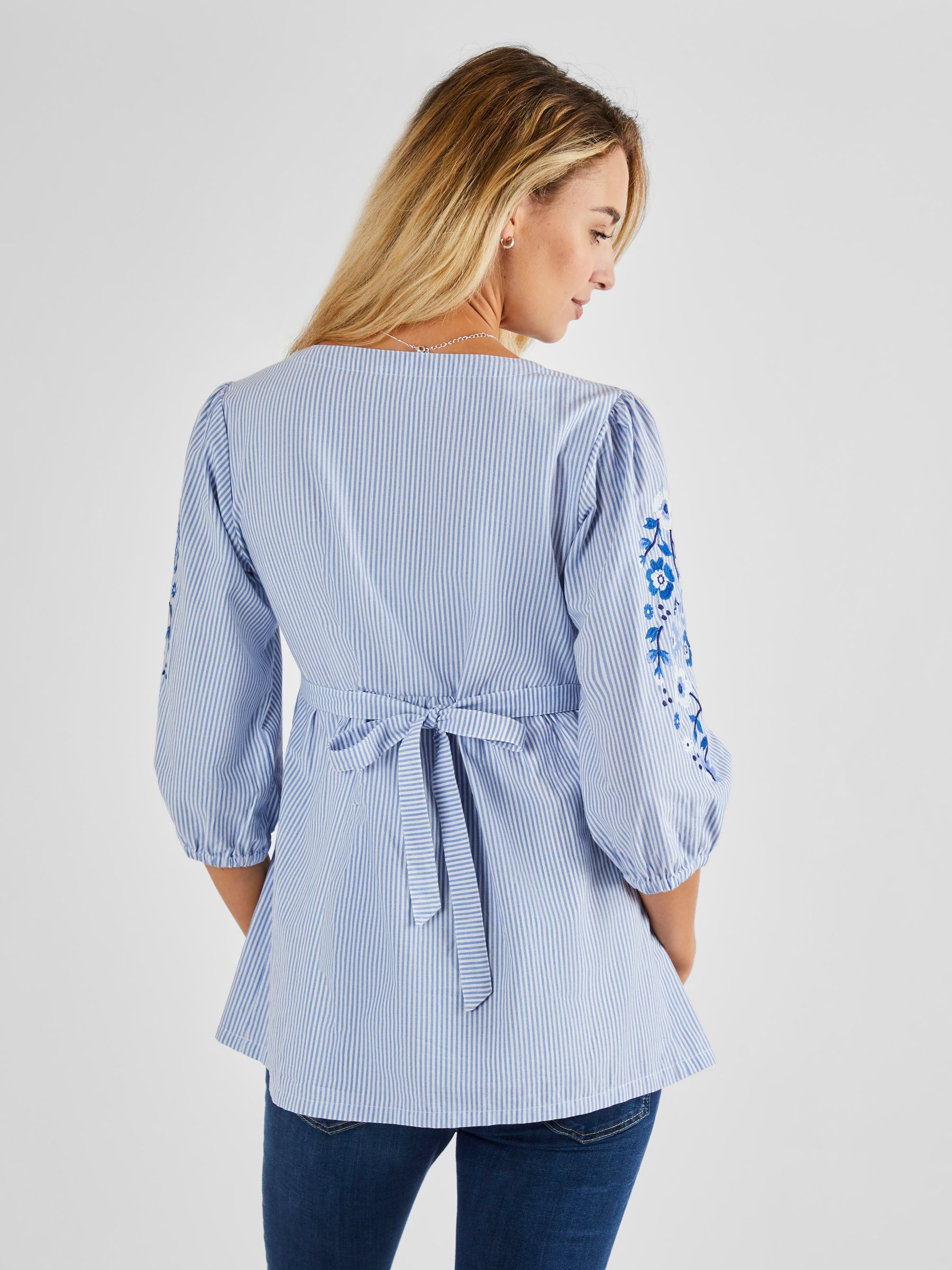 Embroidered Maternity Blouse in Blue - Image 2 of 5