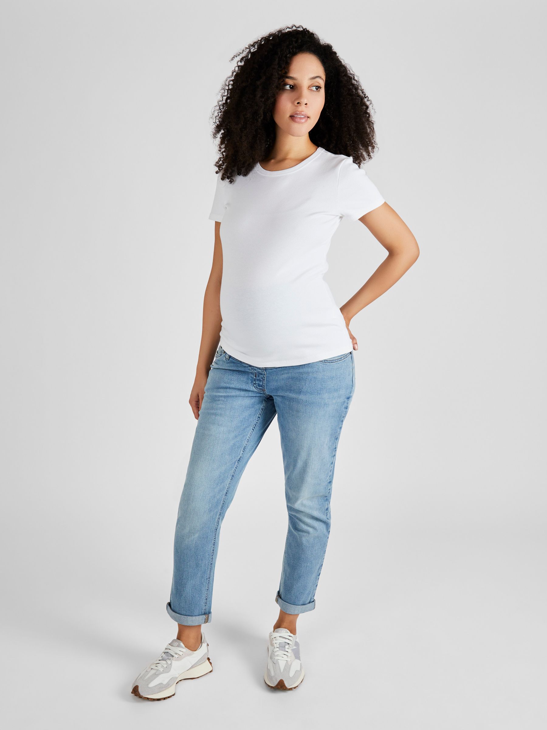 Light Wash Blue Mom Maternity Denim Jeans - Image 3 of 4