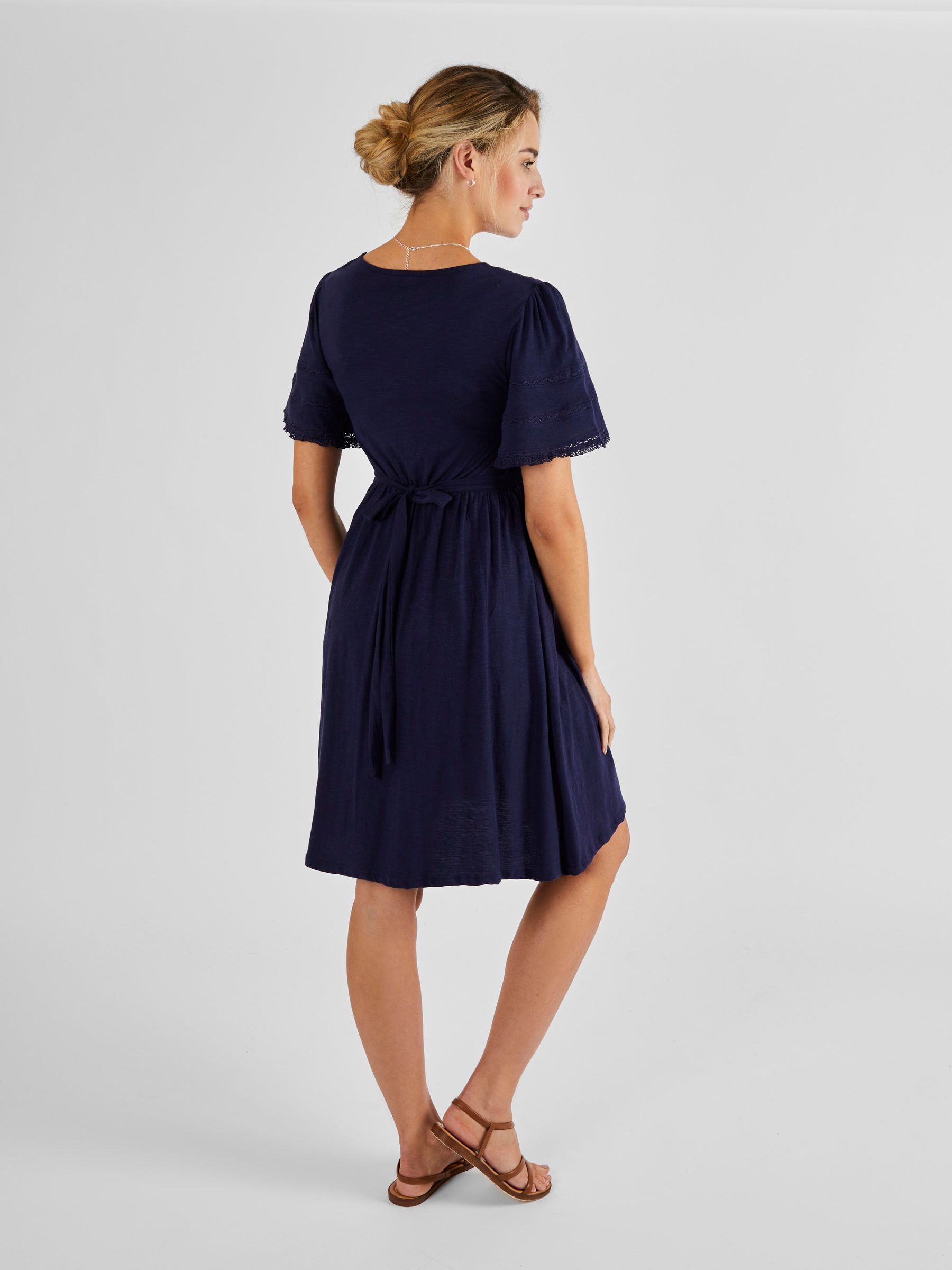 Broderie Maternity Dress in Navy - Image 3 of 4