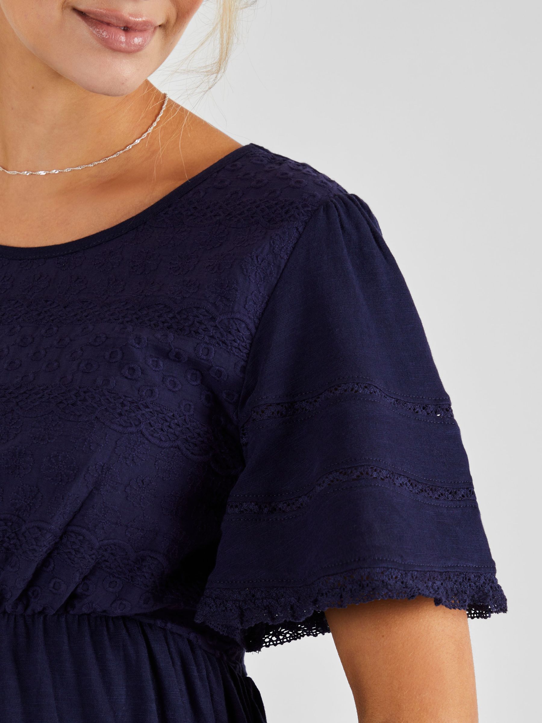 Broderie Maternity Dress in Navy - Image 4 of 4