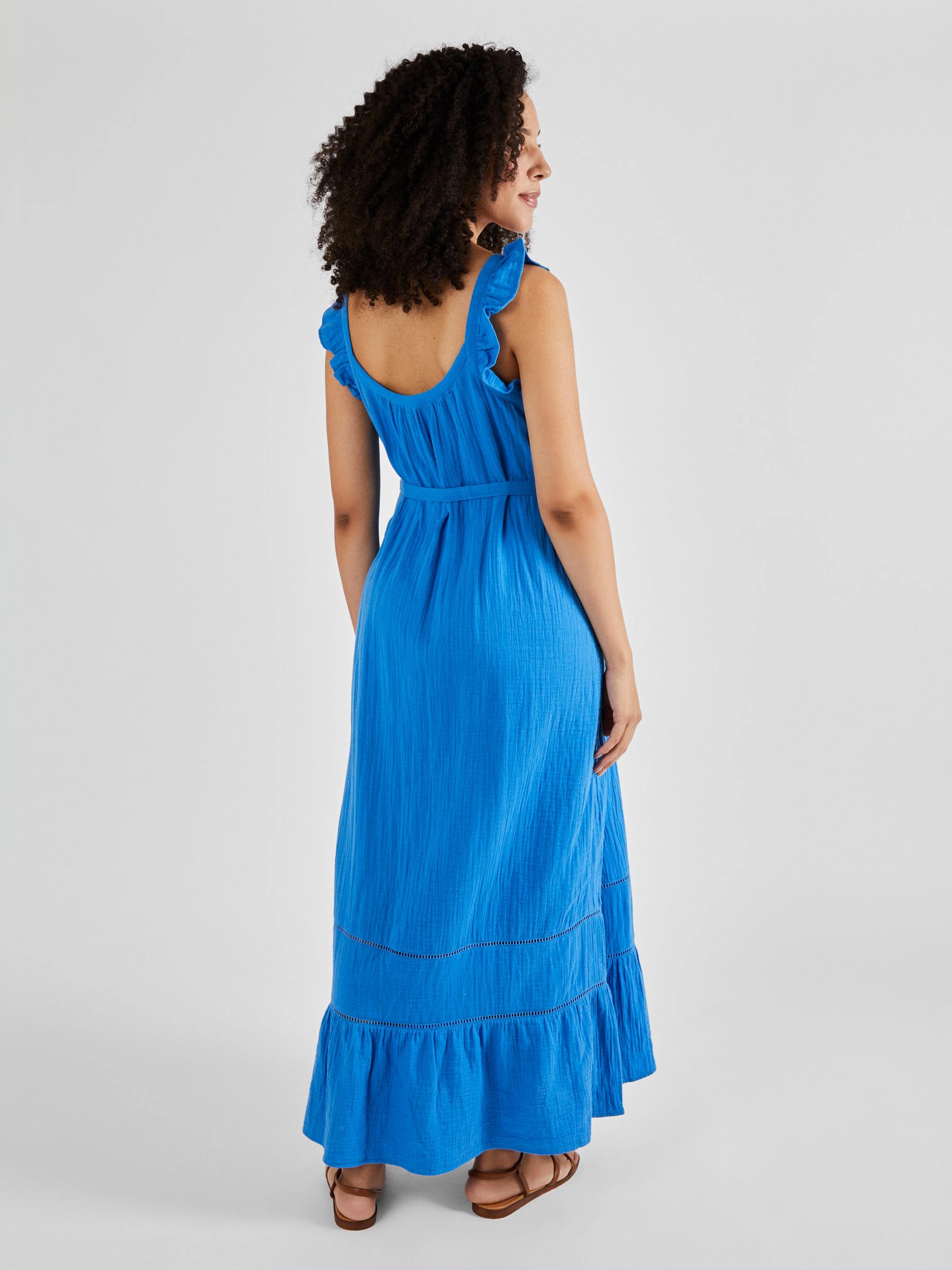 Blue Flutter Sleeve Maternity Maxi Dress - Image 2 of 5