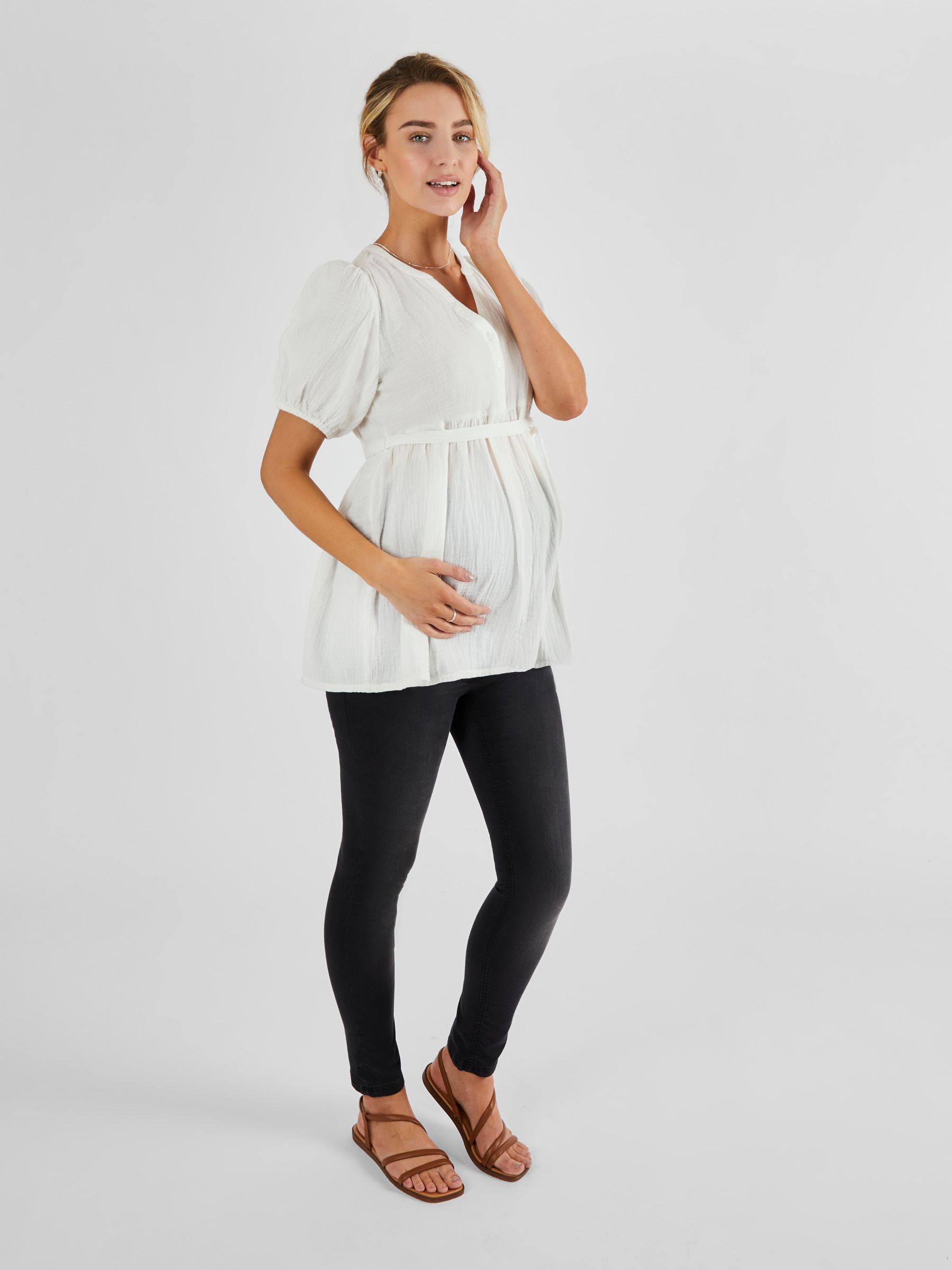 Cream Textured Maternity Blouse - Image 3 of 4