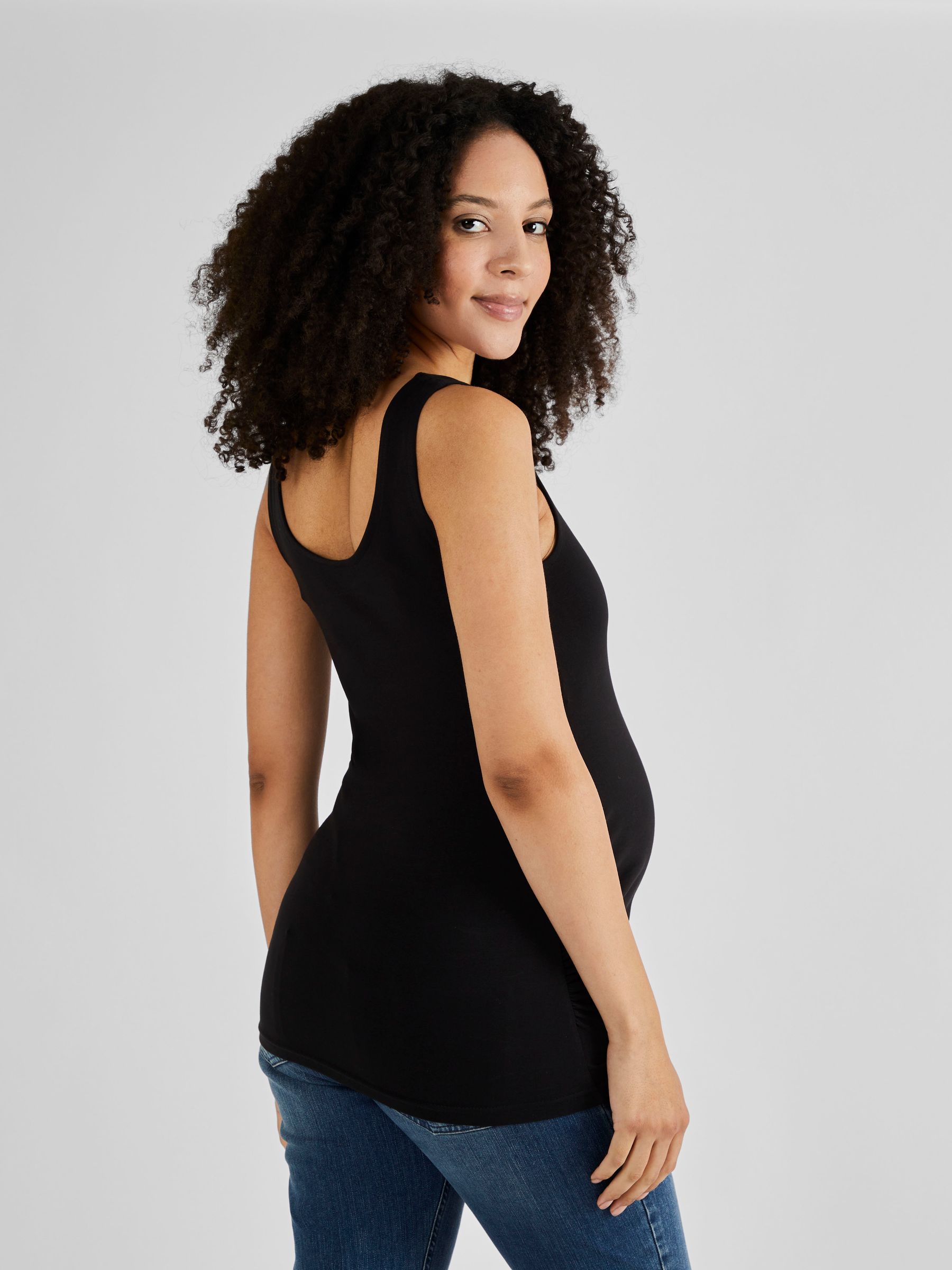 Khaki Green & Black 2-Pack Ruched Maternity Vest Tops - Image 3 of 5