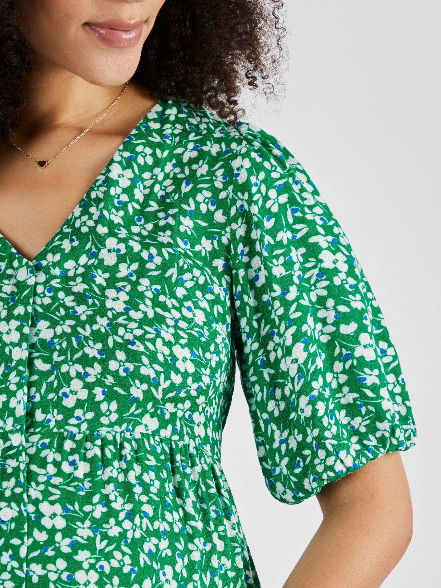 Green Floral Floral V-Neck Maternity Dress - Image 4 of 5