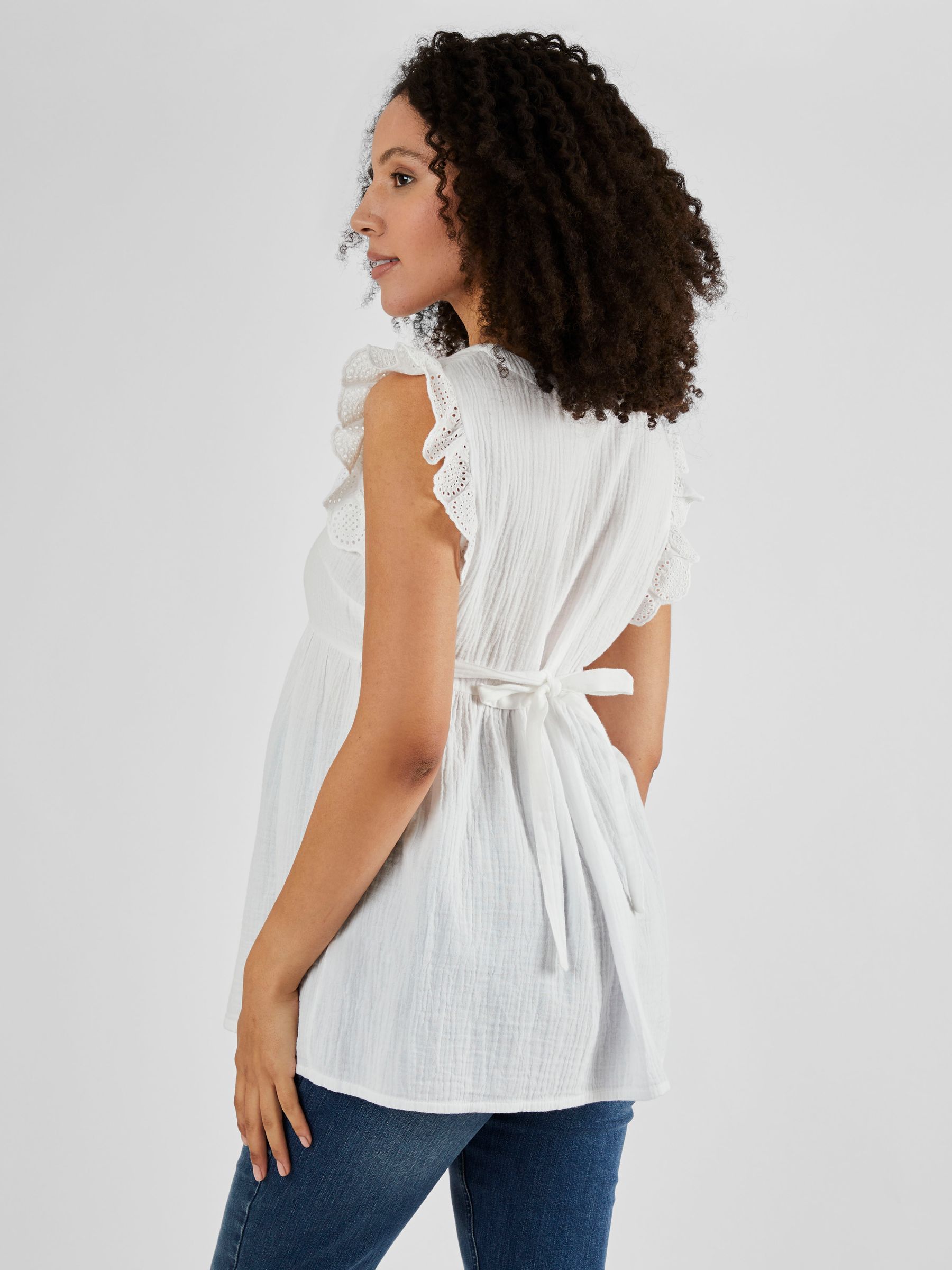 White Broderie Flutter Sleeve Maternity Blouse - Image 3 of 4