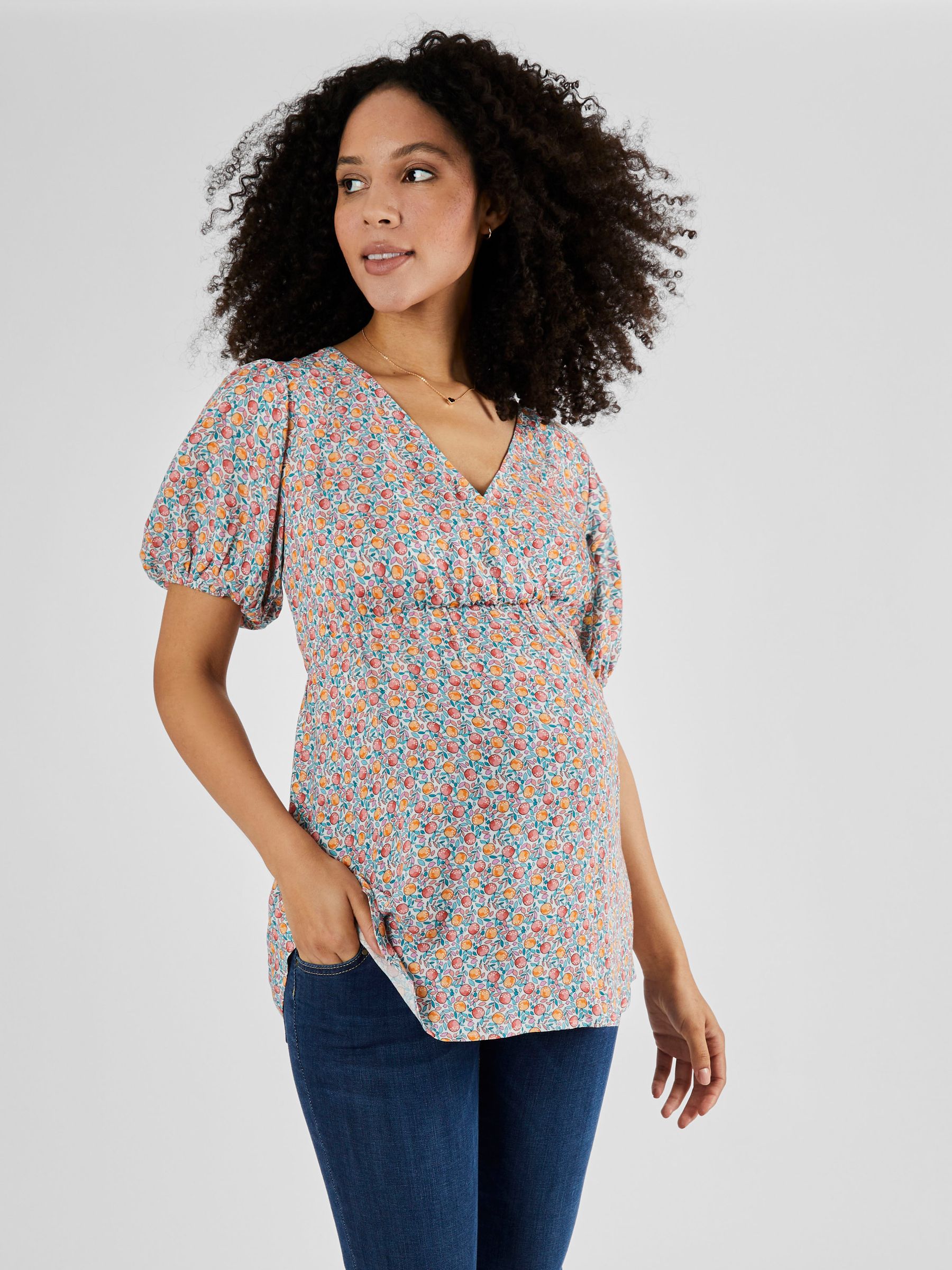 Cream Fruit Print Maternity Blouse - Image 1 of 4