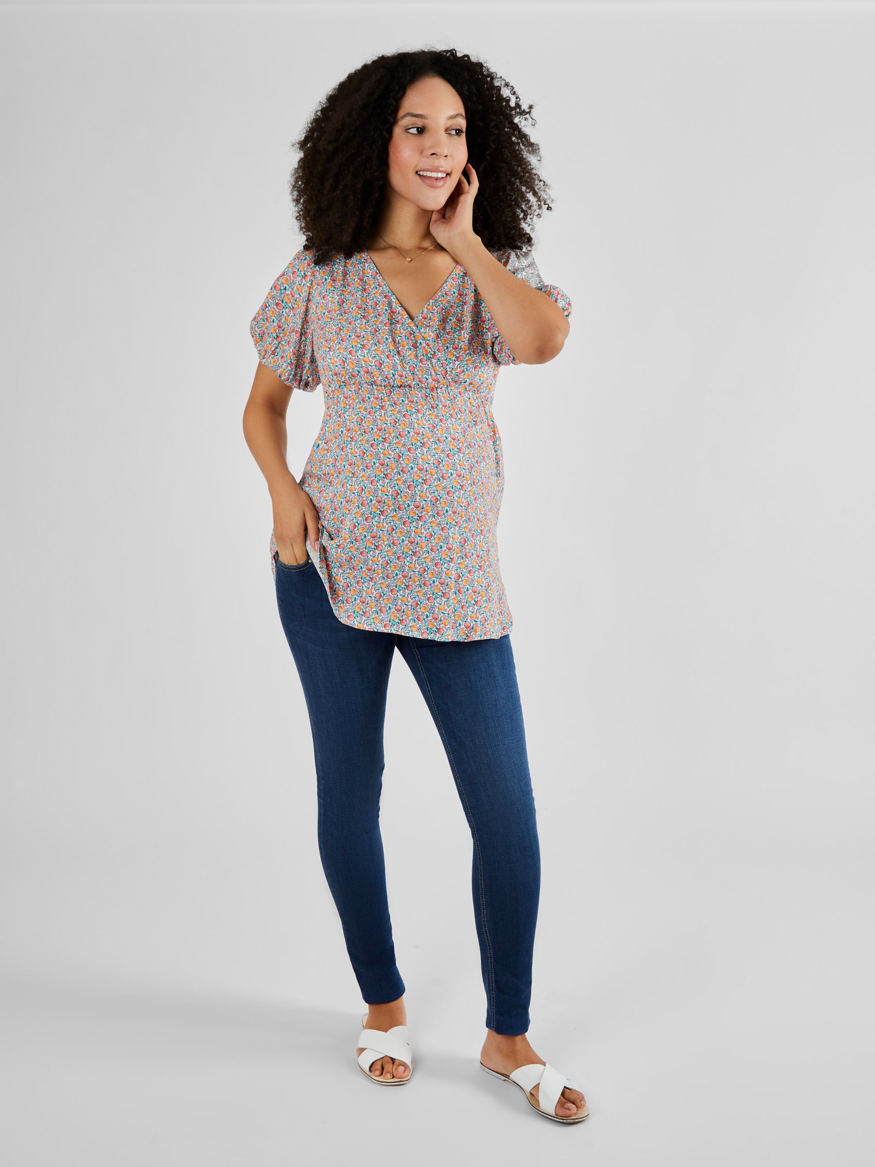 Cream Fruit Print Maternity Blouse - Image 3 of 4