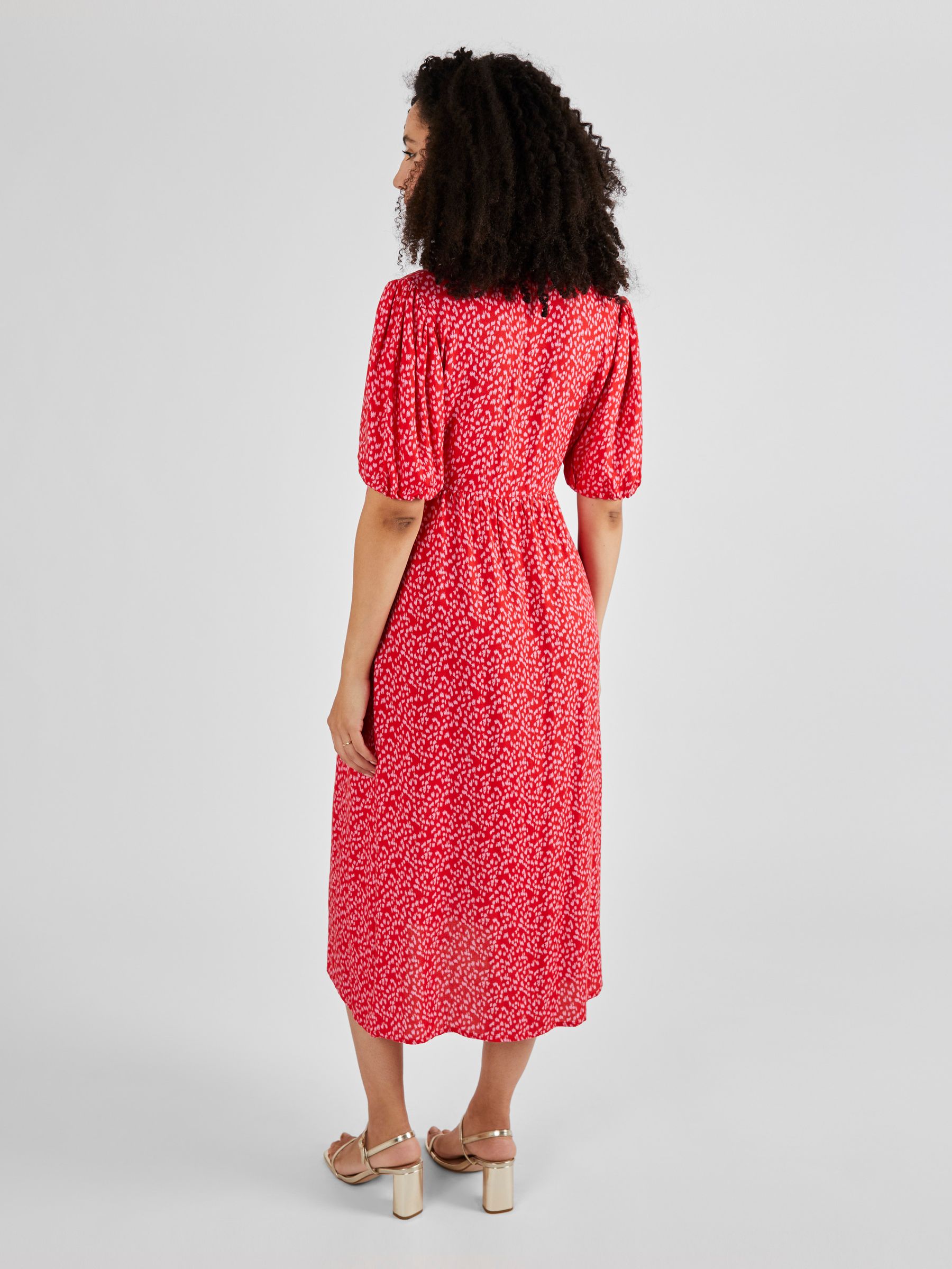 Maternity Midi Tea Dress in Red - Image 2 of 5