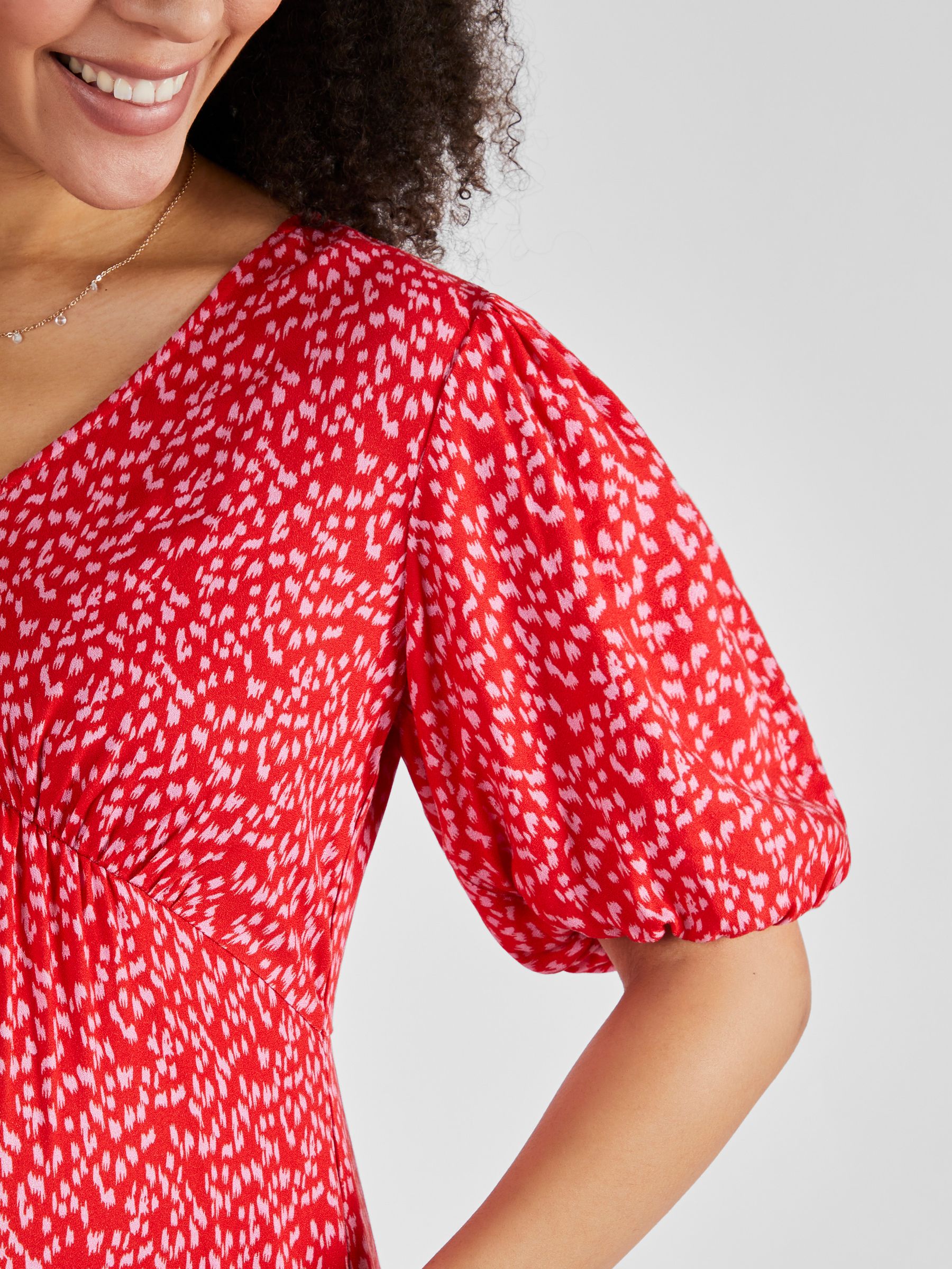 Maternity Midi Tea Dress in Red - Image 4 of 5