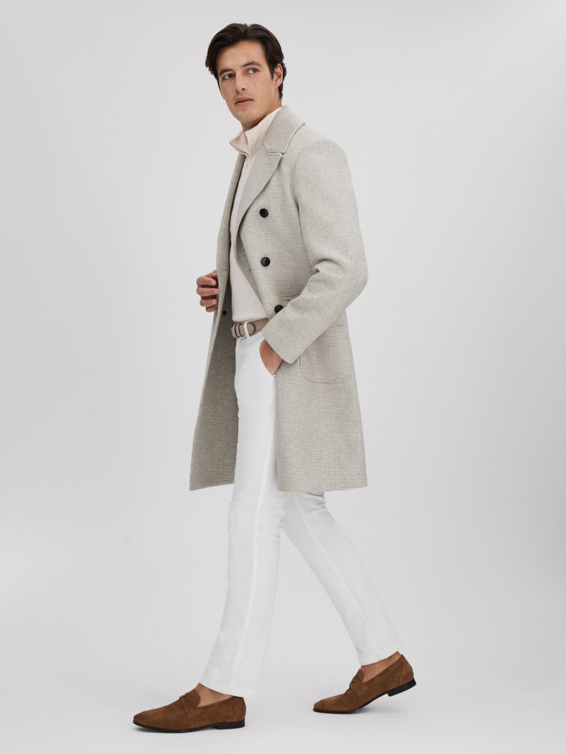 Wool Blend Herringbone Coat in Oatmeal - Image 3 of 6