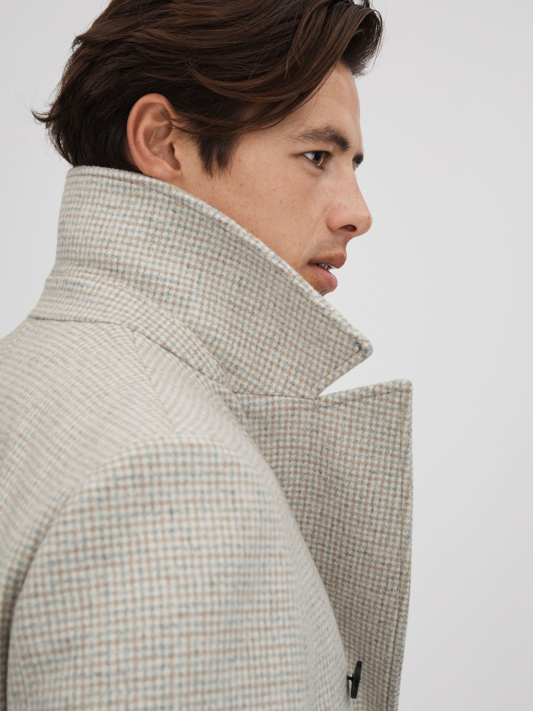 Wool Blend Herringbone Coat in Oatmeal - Image 4 of 6