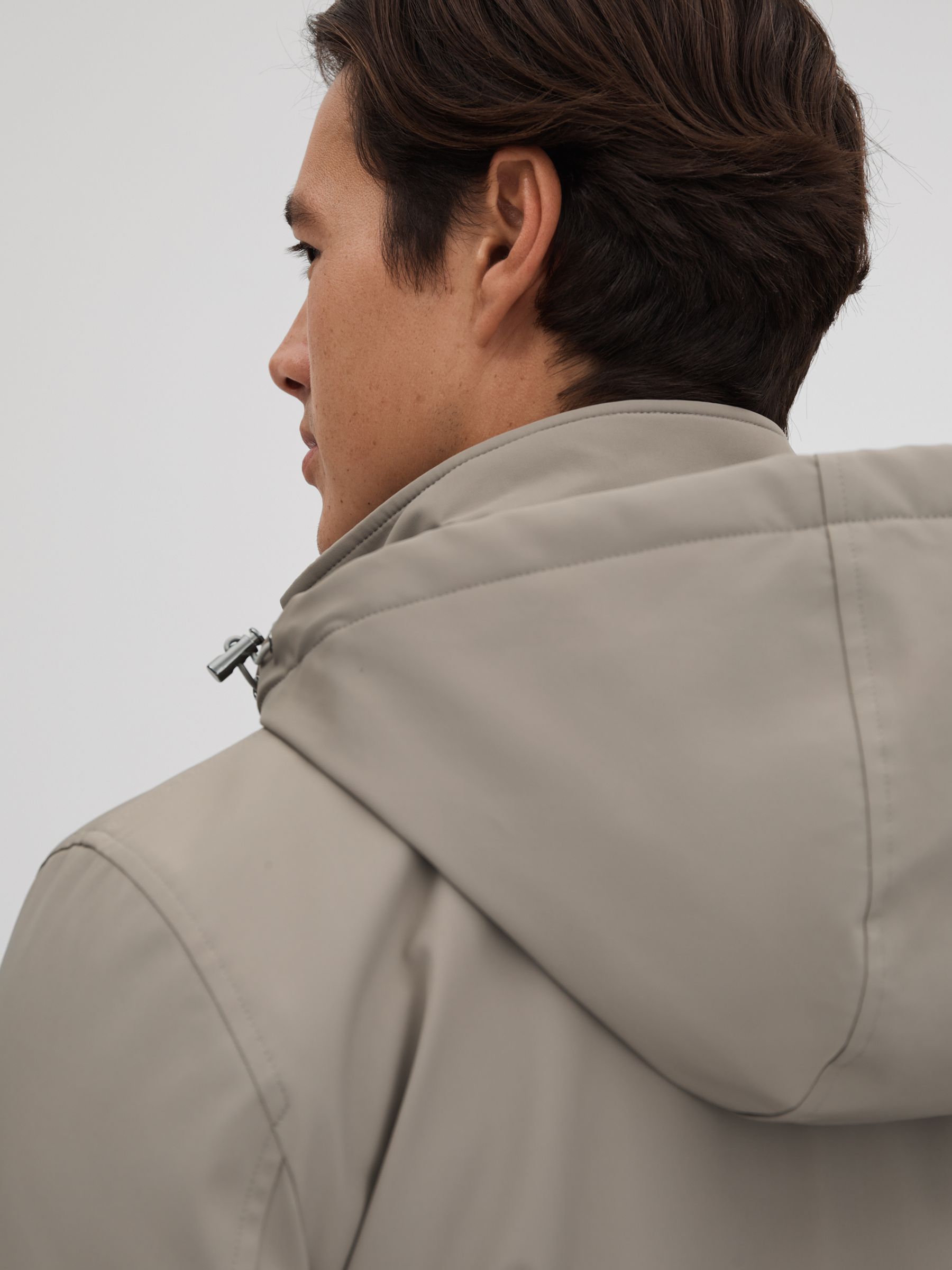 Water Repellent Removable Hooded Coat in Taupe - Image 5 of 10