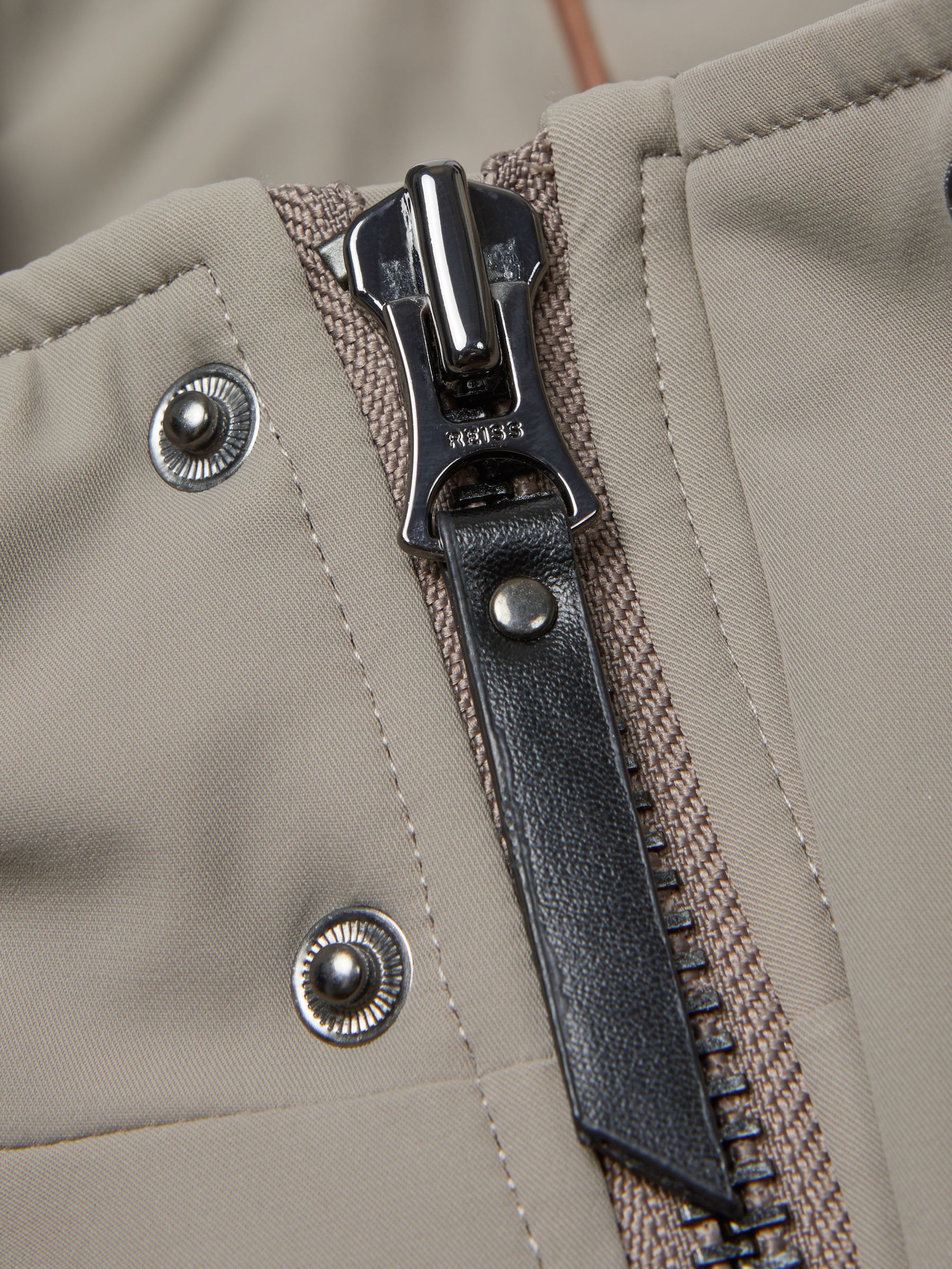Water Repellent Removable Hooded Coat in Taupe - Image 9 of 10
