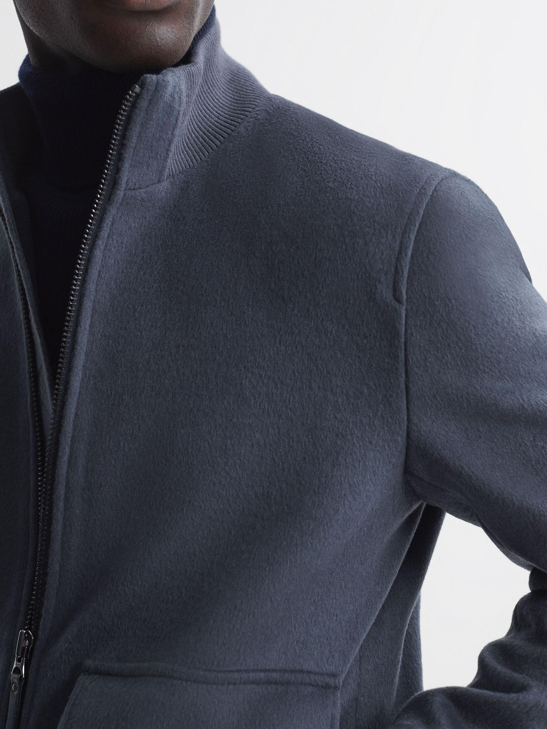 Reiss Wool Blend Zip-Through Jacket in Airforce Blue | REISS Reiss Wool Blend Zip-Through Jacket in Airforce Blue | REISS