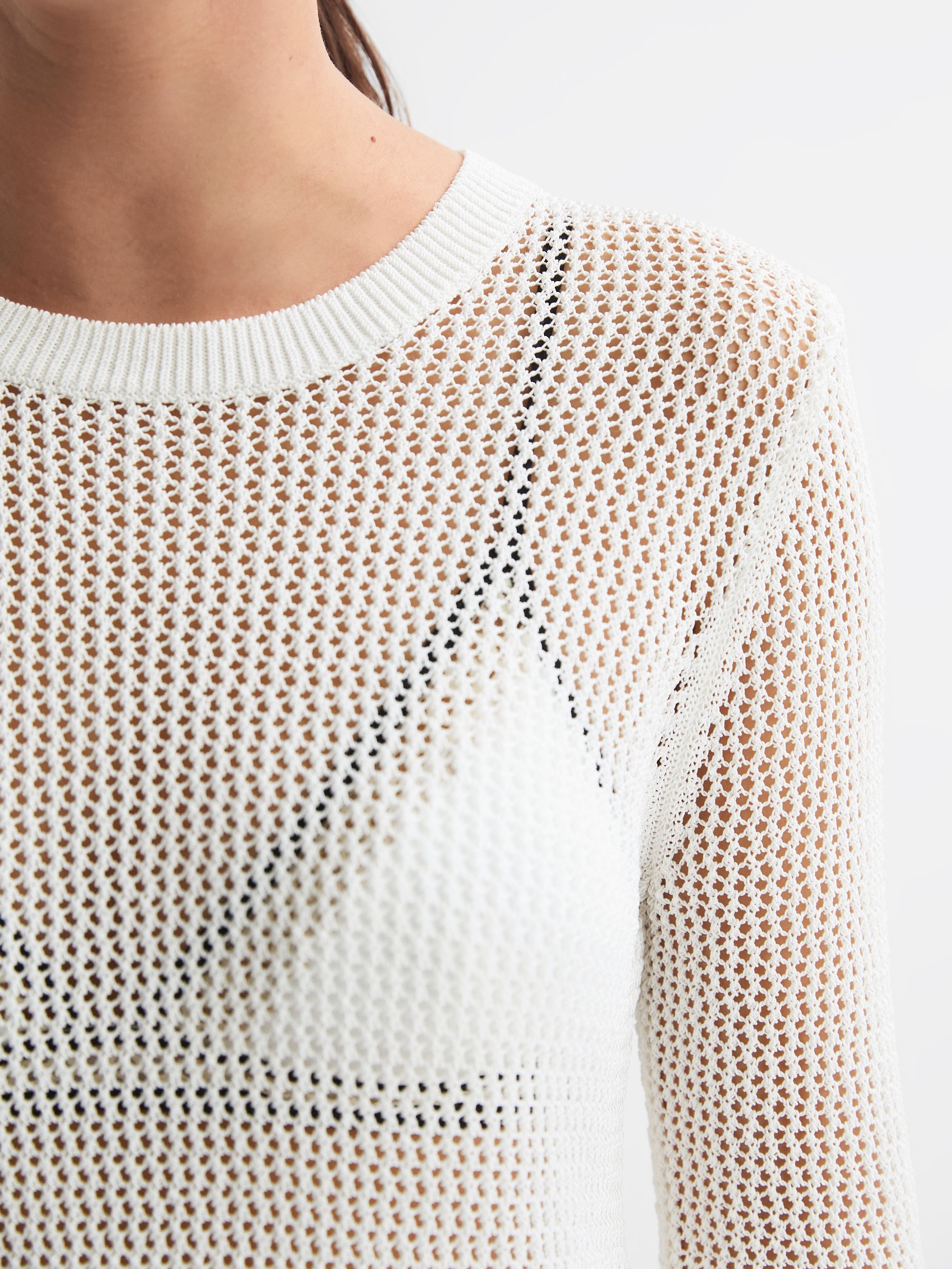Crochet Mini Dress in Cream - Image 4 of 5