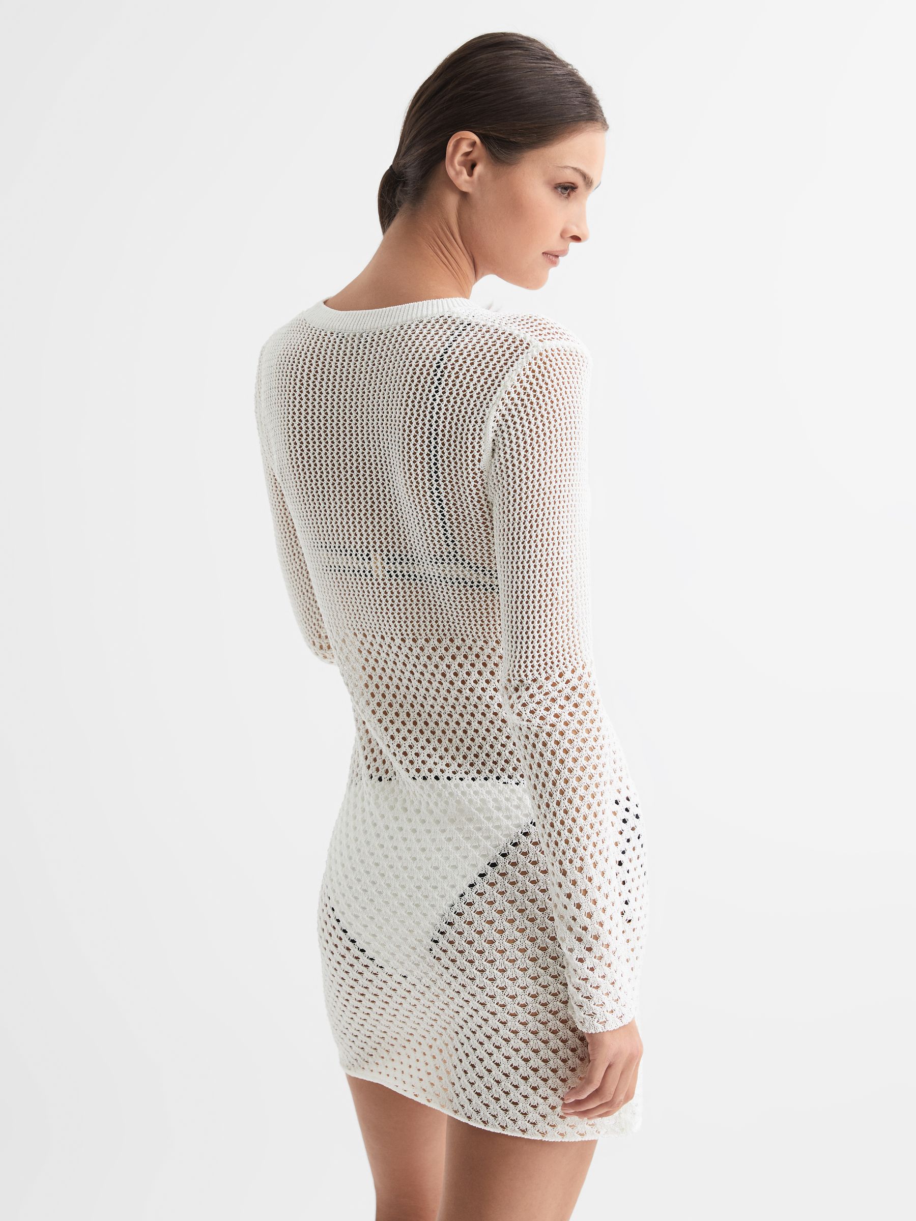 Crochet Mini Dress in Cream - Image 5 of 5
