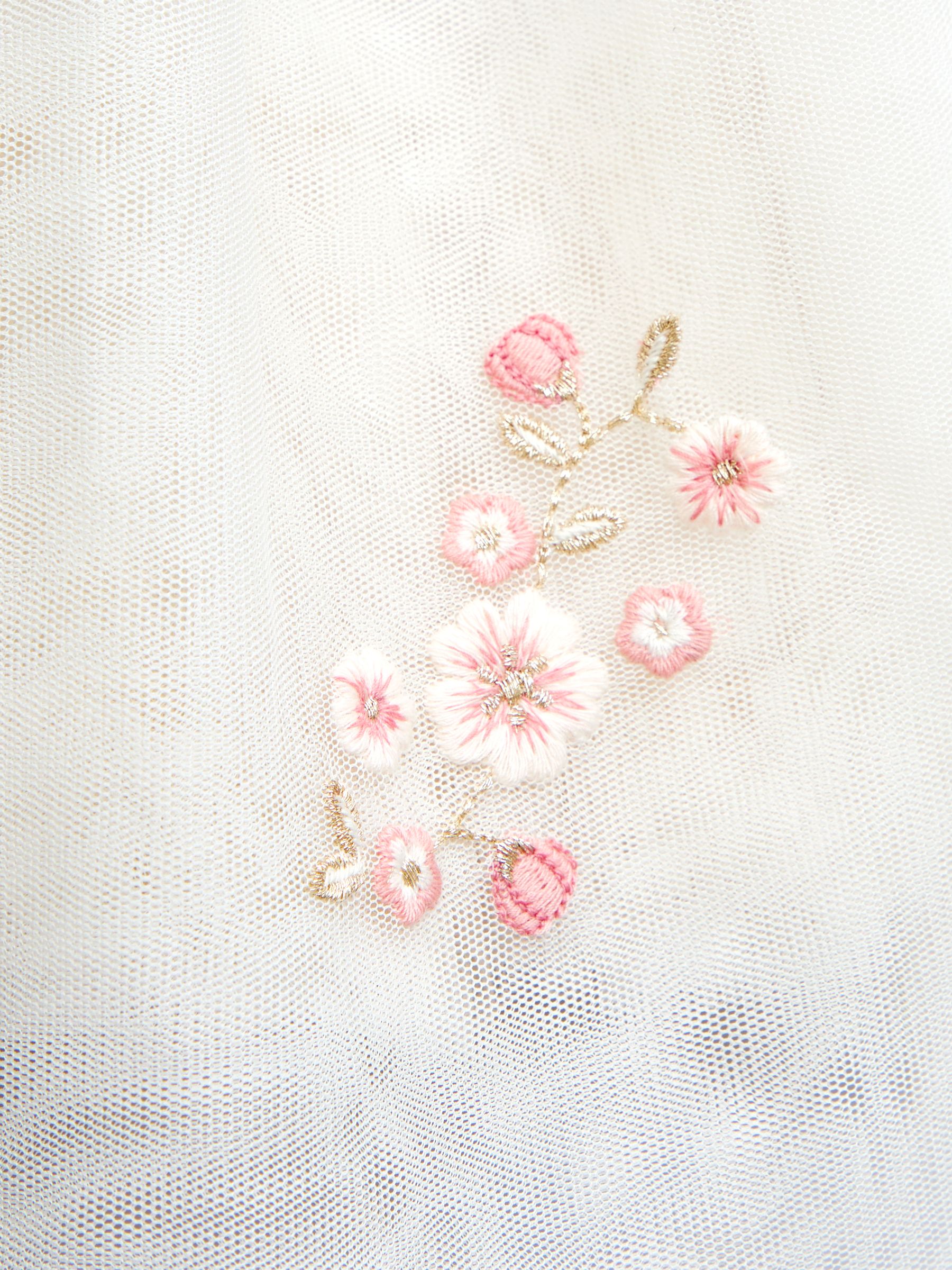 Cream Wildflower Embroidered Velvet & Tulle Party Dress - Image 4 of 5