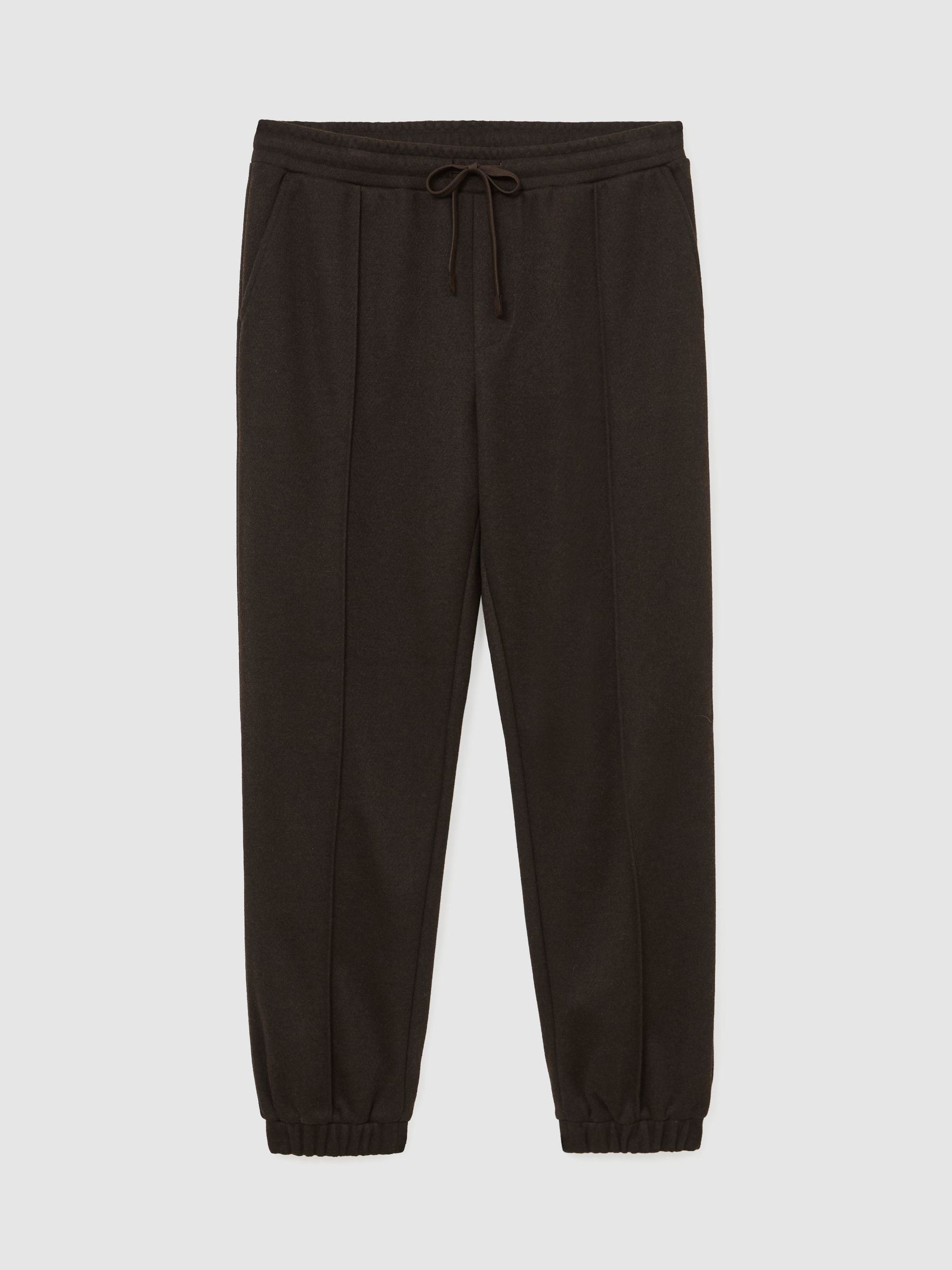 Herringbone Cuffed Drawstring Joggers in Dark Brown - صورة 2 من 7