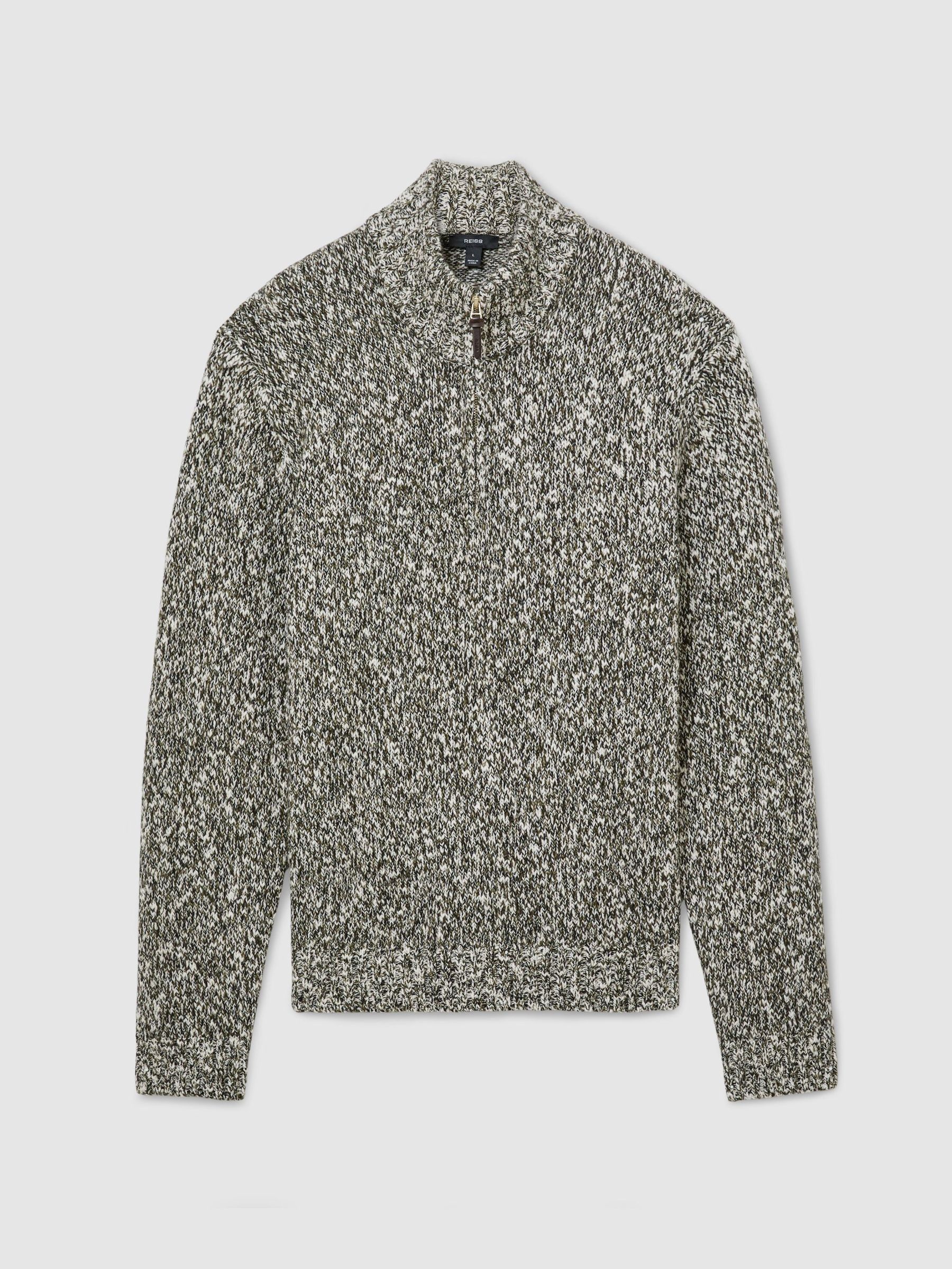 Cotton and Wool Speckled Knit Jumper in Green/White - Image 2 of 7