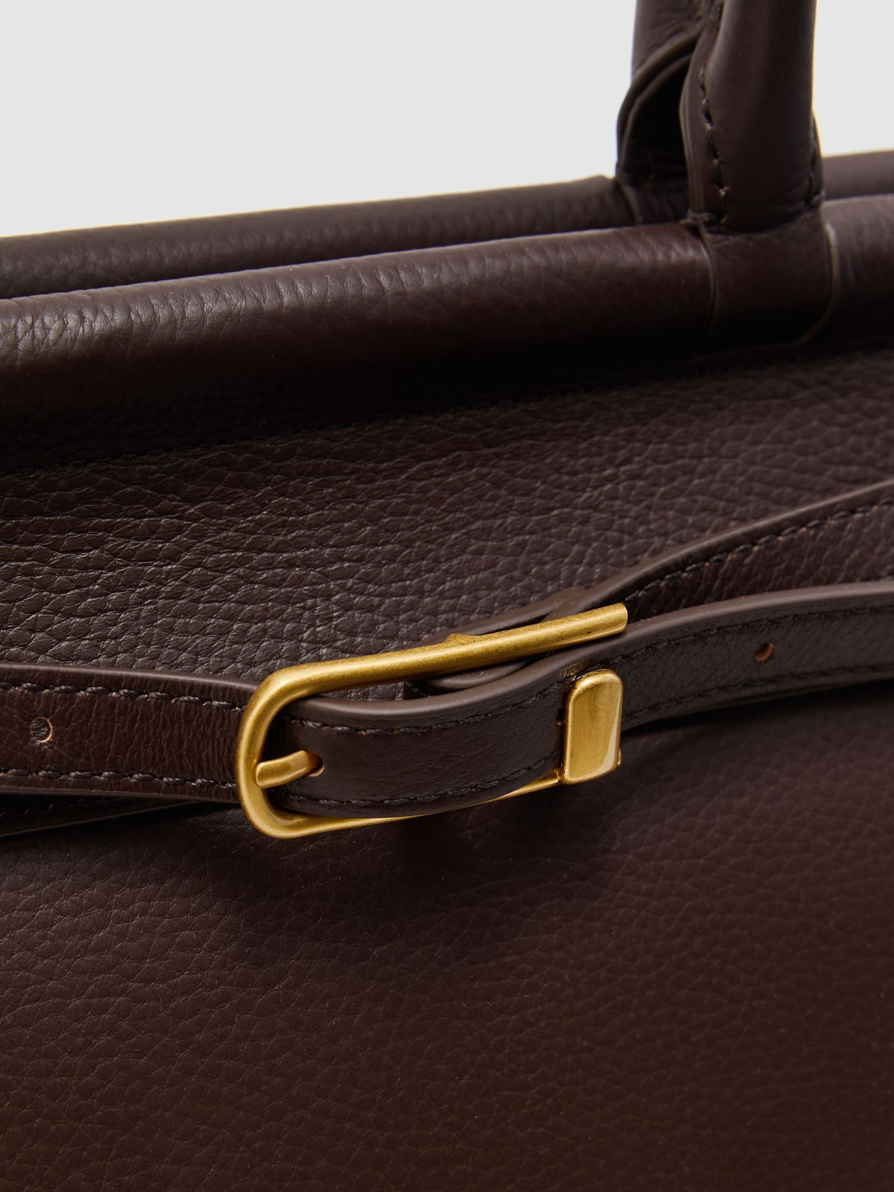 Leather Structured Tote Bag in Chocolate - Image 6 of 6