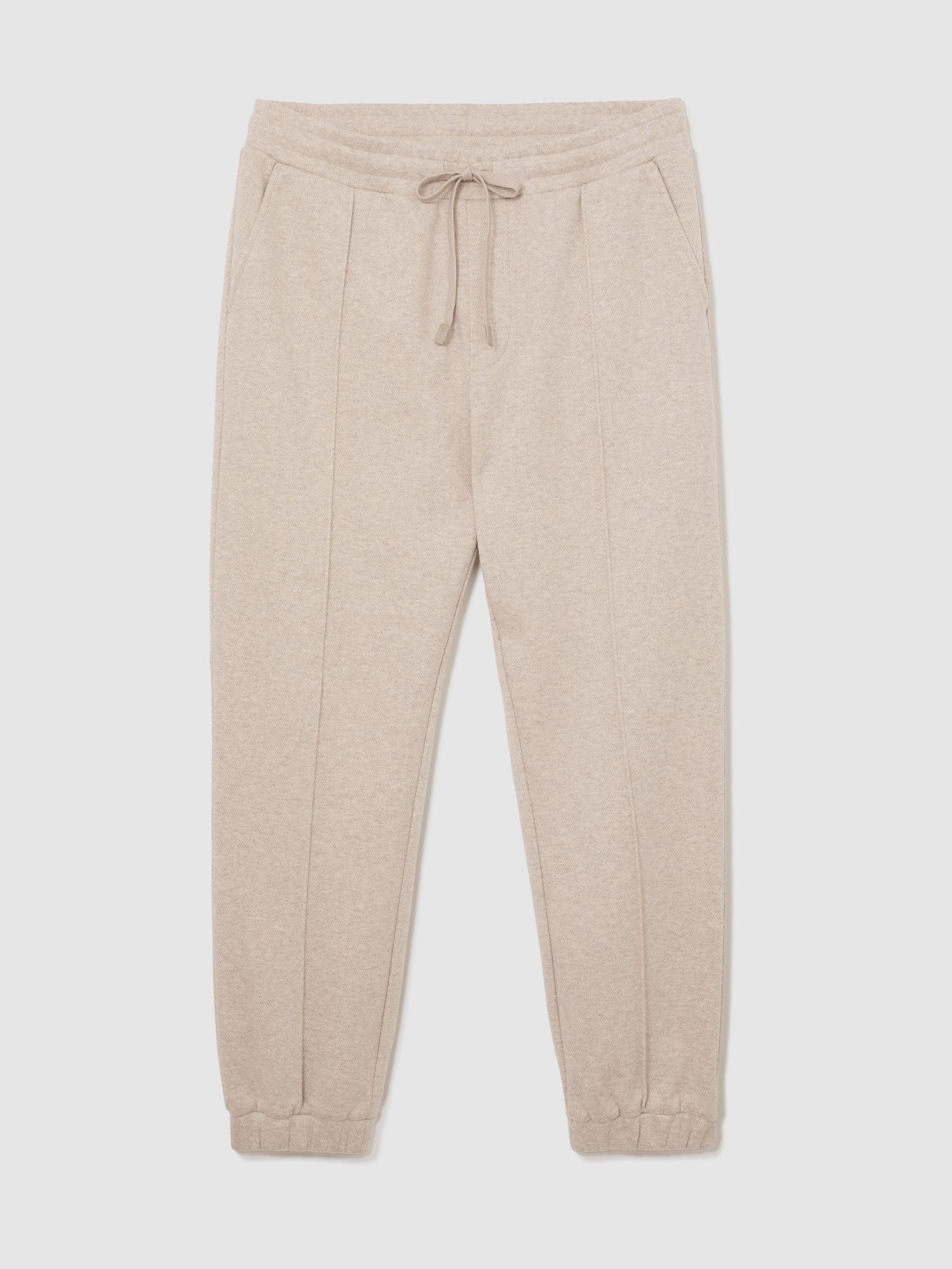 Herringbone Cuffed Drawstring Joggers in Oatmeal Melange - Image 2 of 7