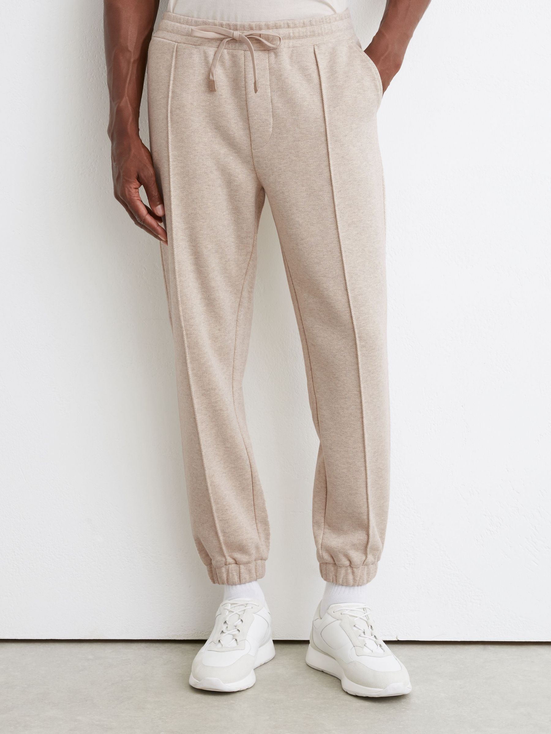 Herringbone Cuffed Drawstring Joggers in Oatmeal Melange - Image 3 of 7