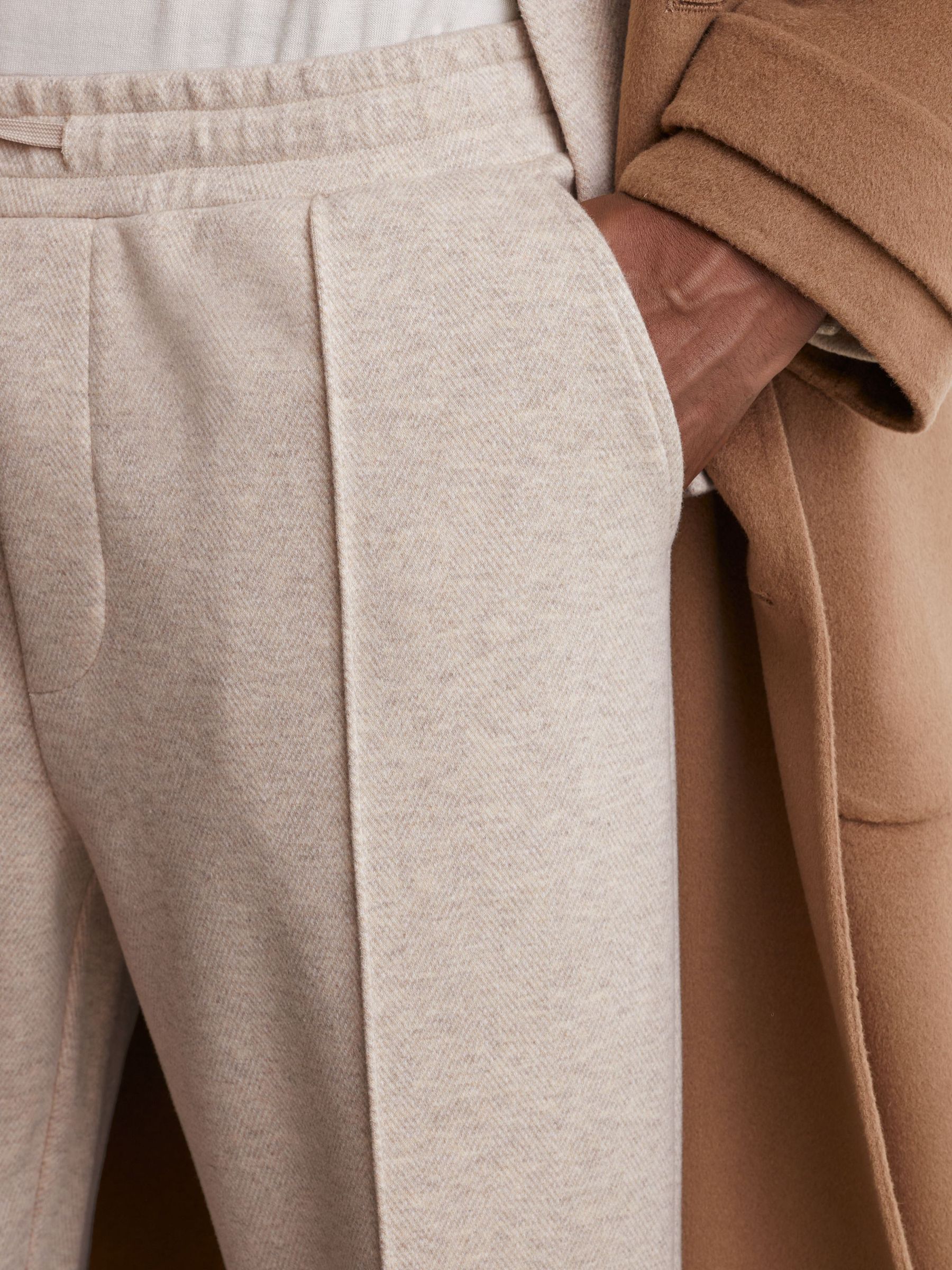 Herringbone Cuffed Drawstring Joggers in Oatmeal Melange - Image 5 of 7