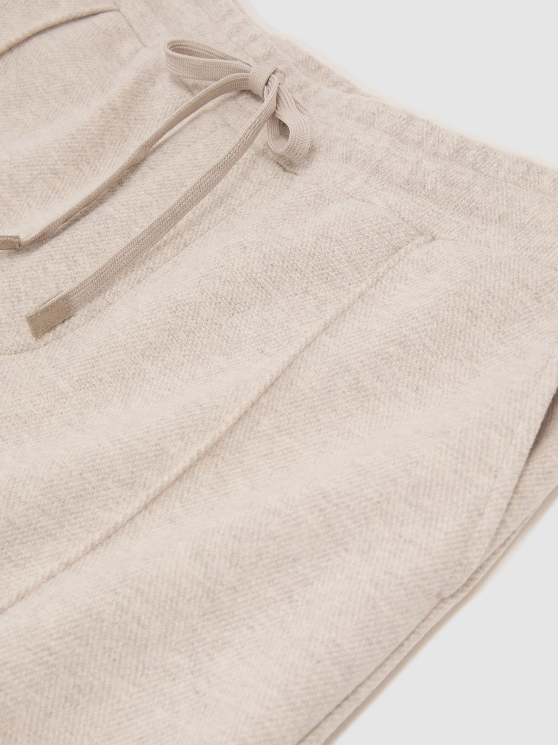 Herringbone Cuffed Drawstring Joggers in Oatmeal Melange - Image 7 of 7