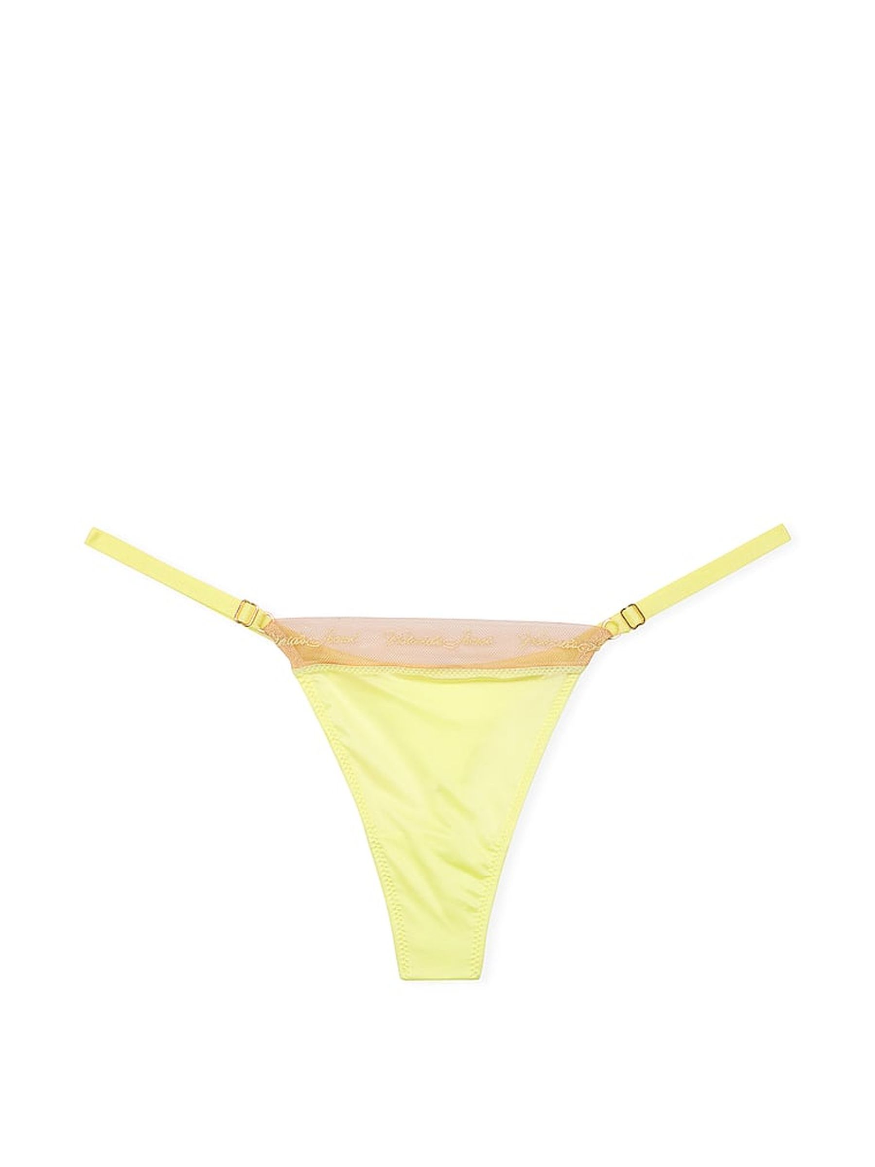 Citron Glow Yellow Embroidered Thong Icon Thong Knickers - Image 1 of 1