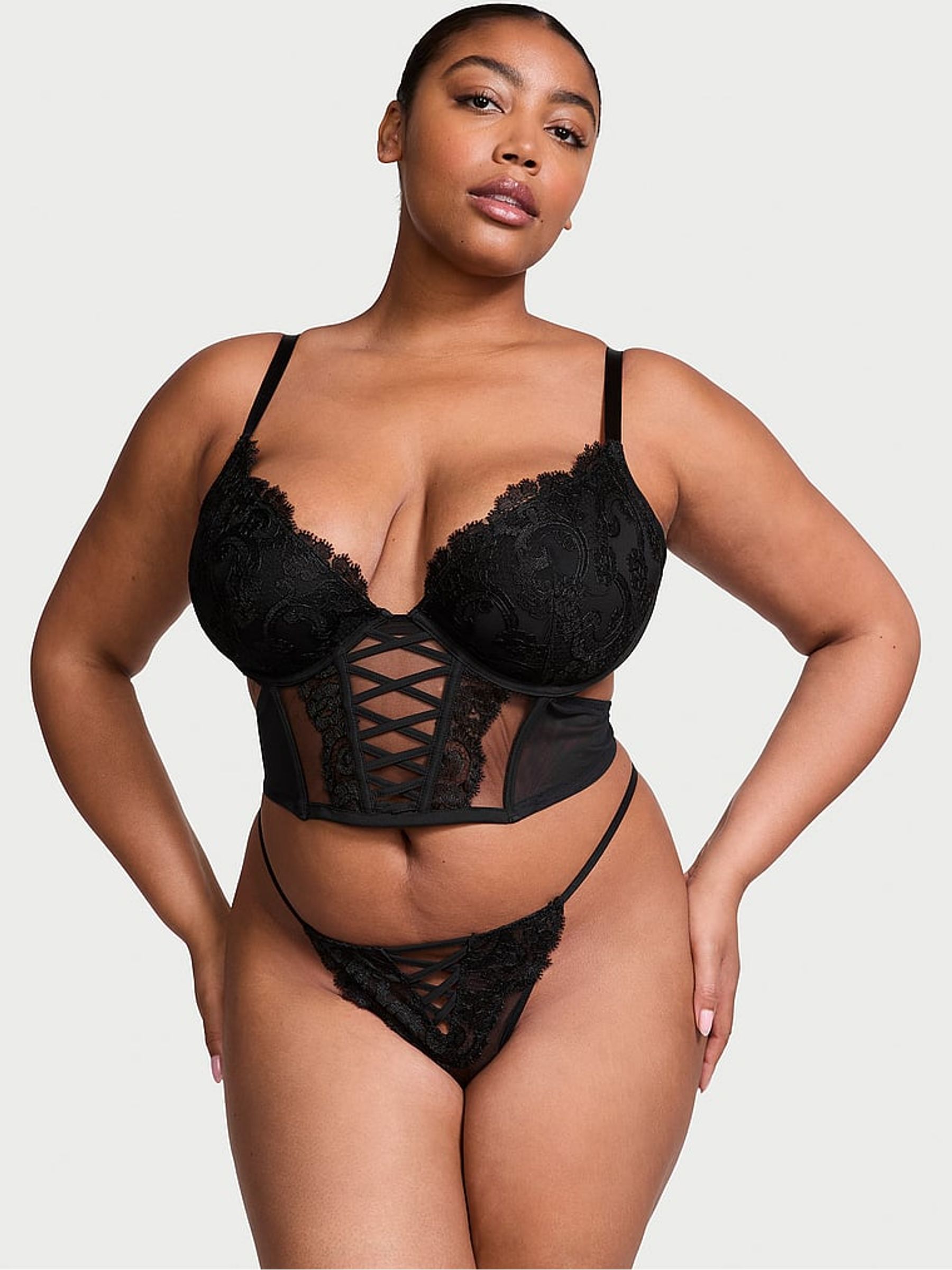 Black Longline Boho Floral Bra - Image 3 of 4