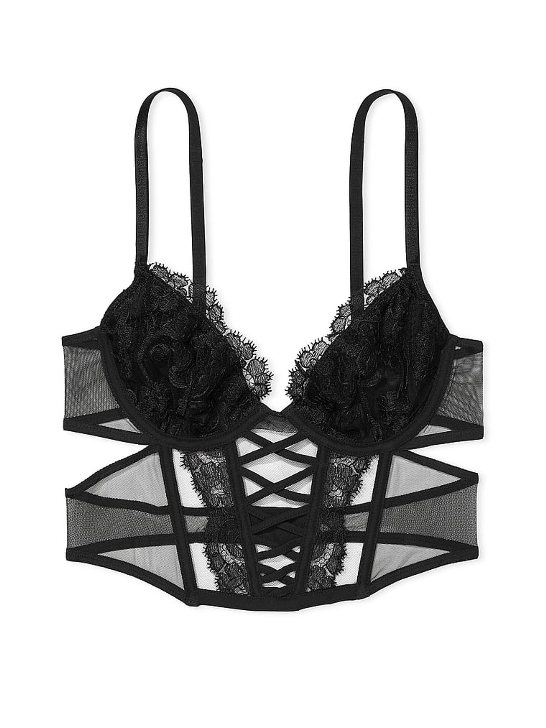 Black Longline Boho Floral Bra - Image 4 of 4