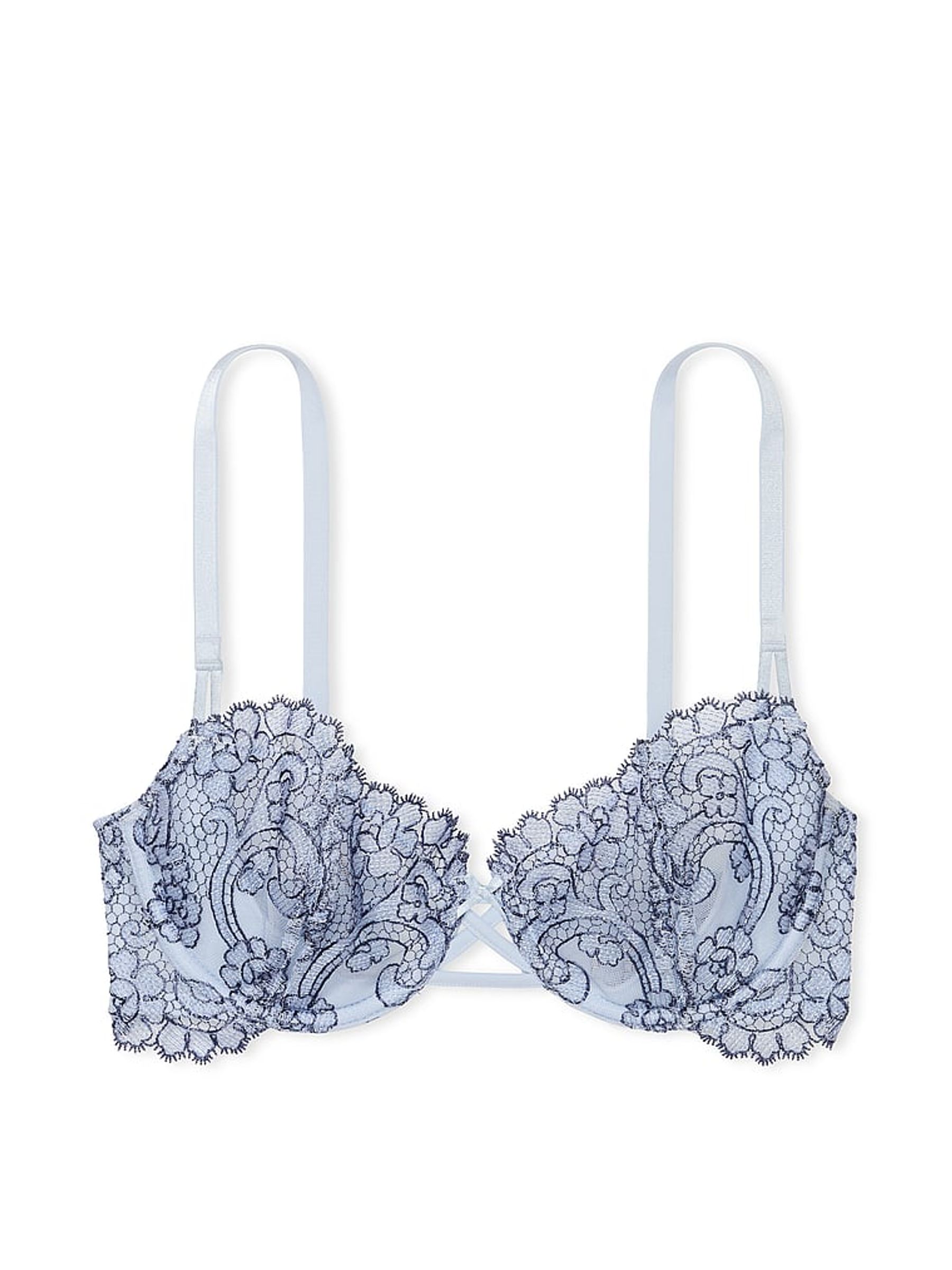 Blue Faded Denim Unlined Balcony Boho Floral Bra - Image 3 of 3