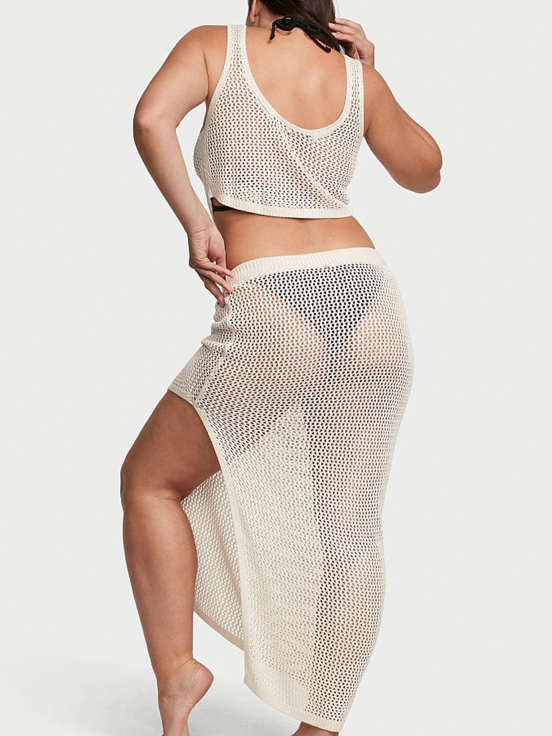 Linen Cream Crochet Cropped Cover Up - Image 2 of 3