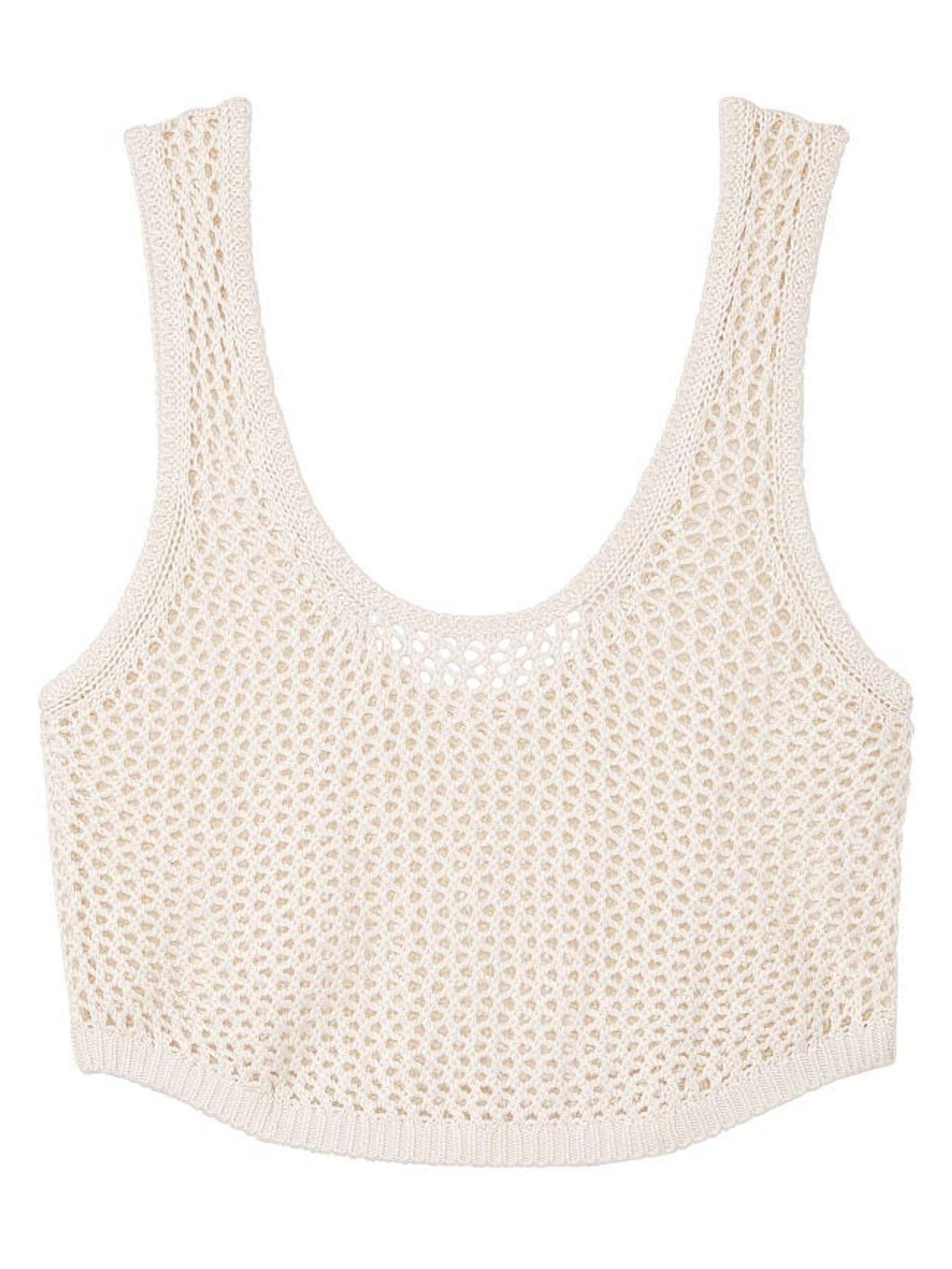 Linen Cream Crochet Cropped Cover Up - Image 3 of 3
