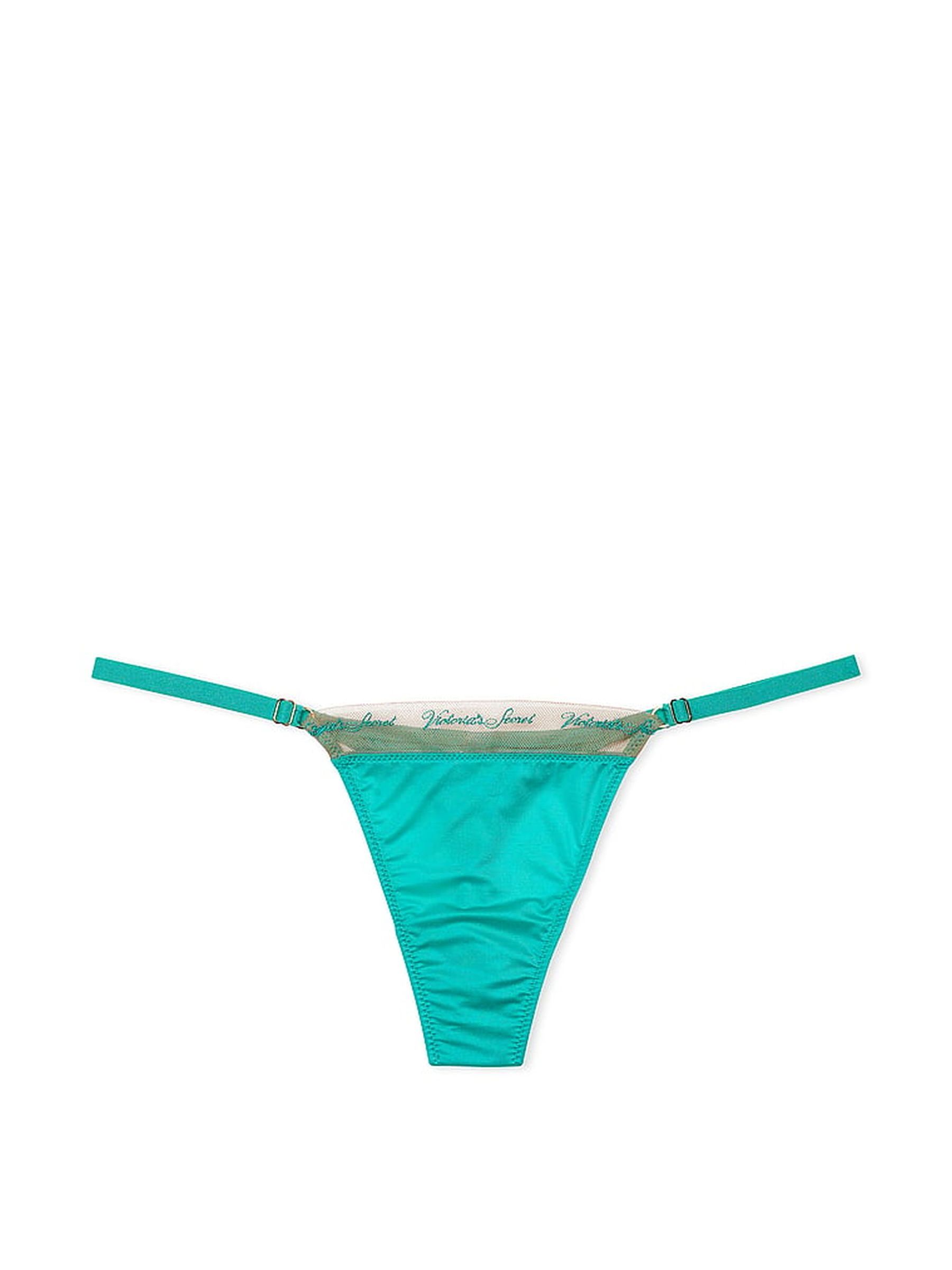 Aqua Sea Green Embroidered Thong Icon Thong Knickers - Image 1 of 1