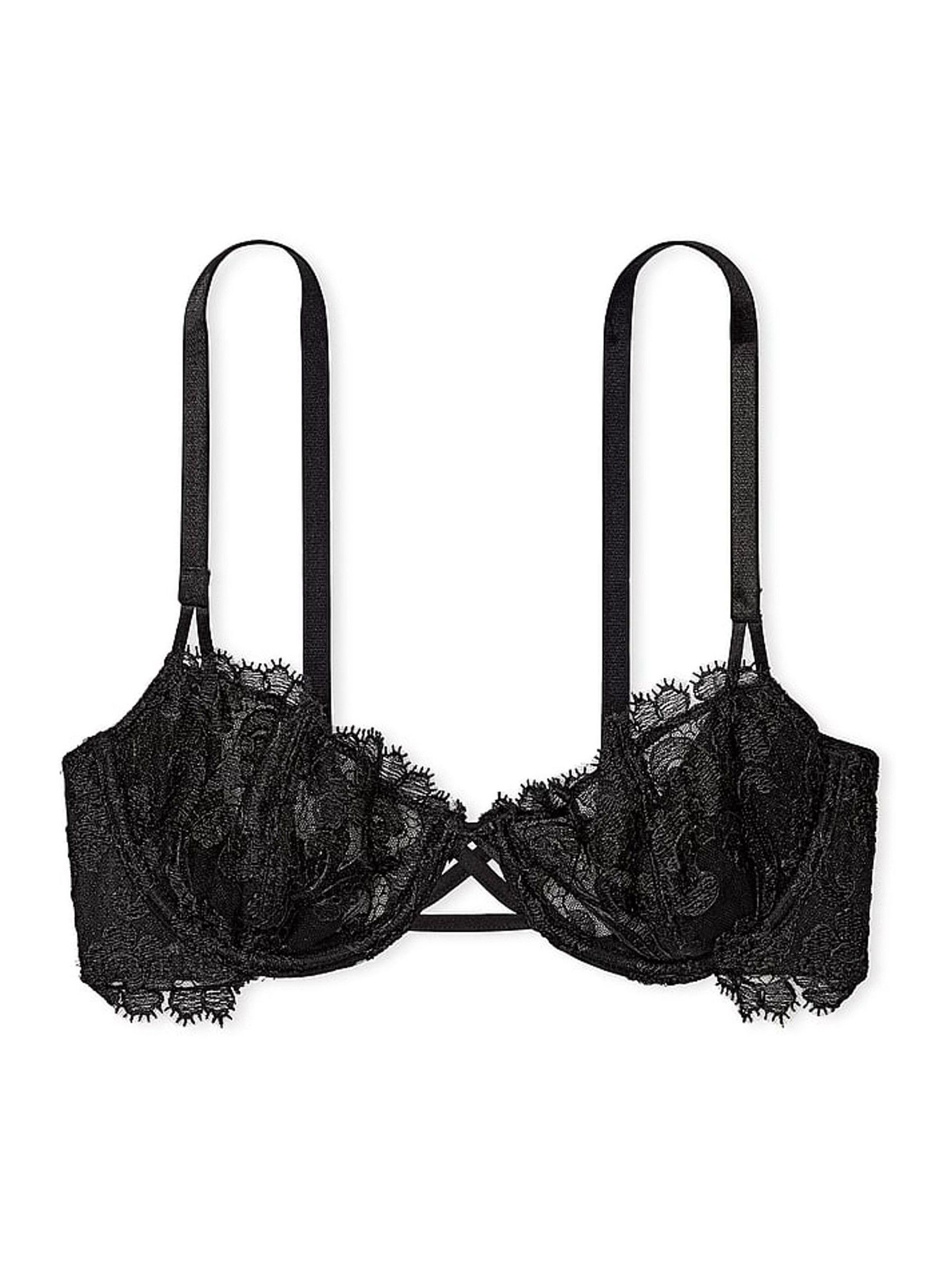 Black Unlined Balcony Boho Floral Bra - Image 3 of 3