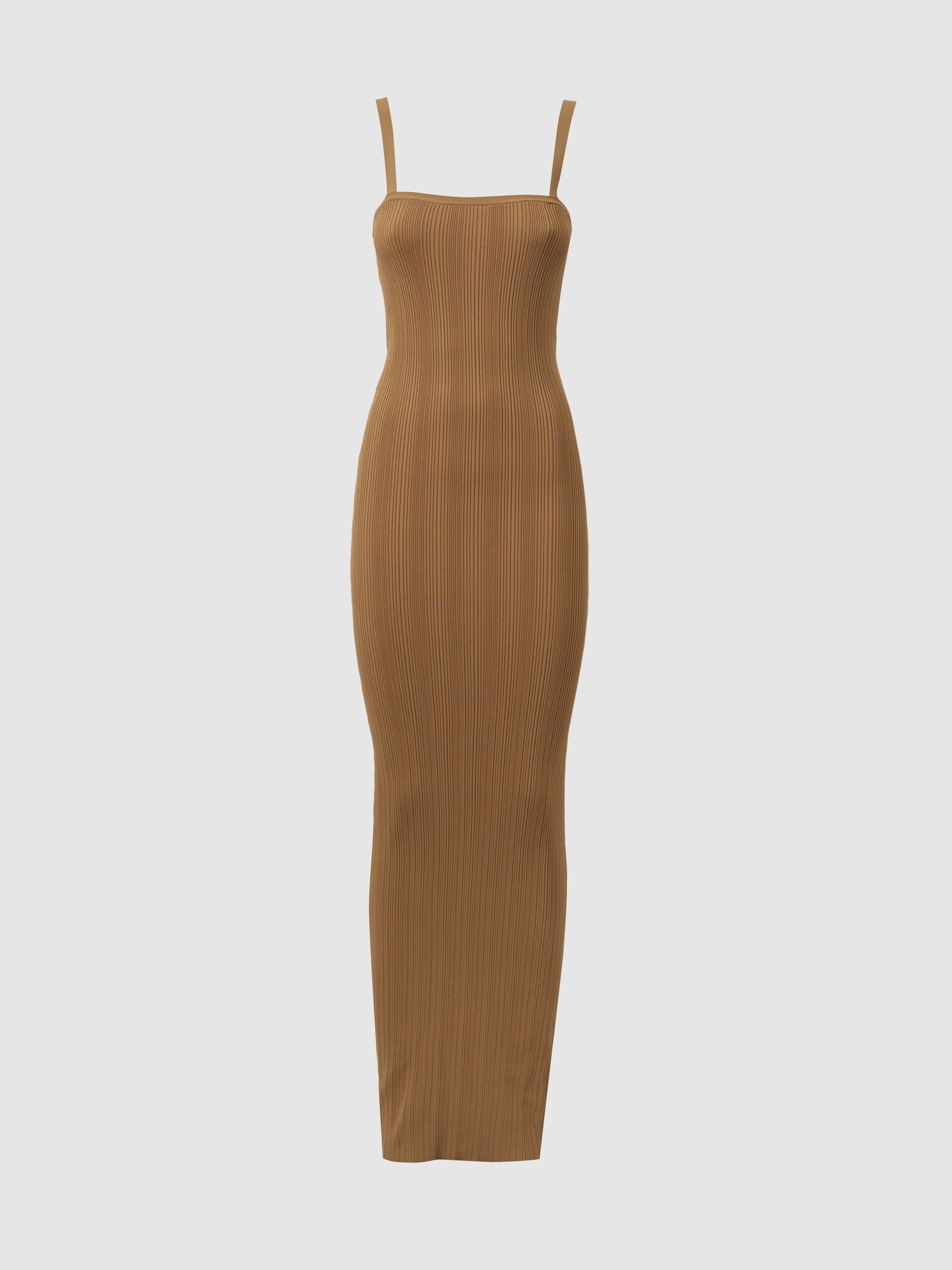 Good American Plisse Maxi Dress in Tan - Image 2 of 5