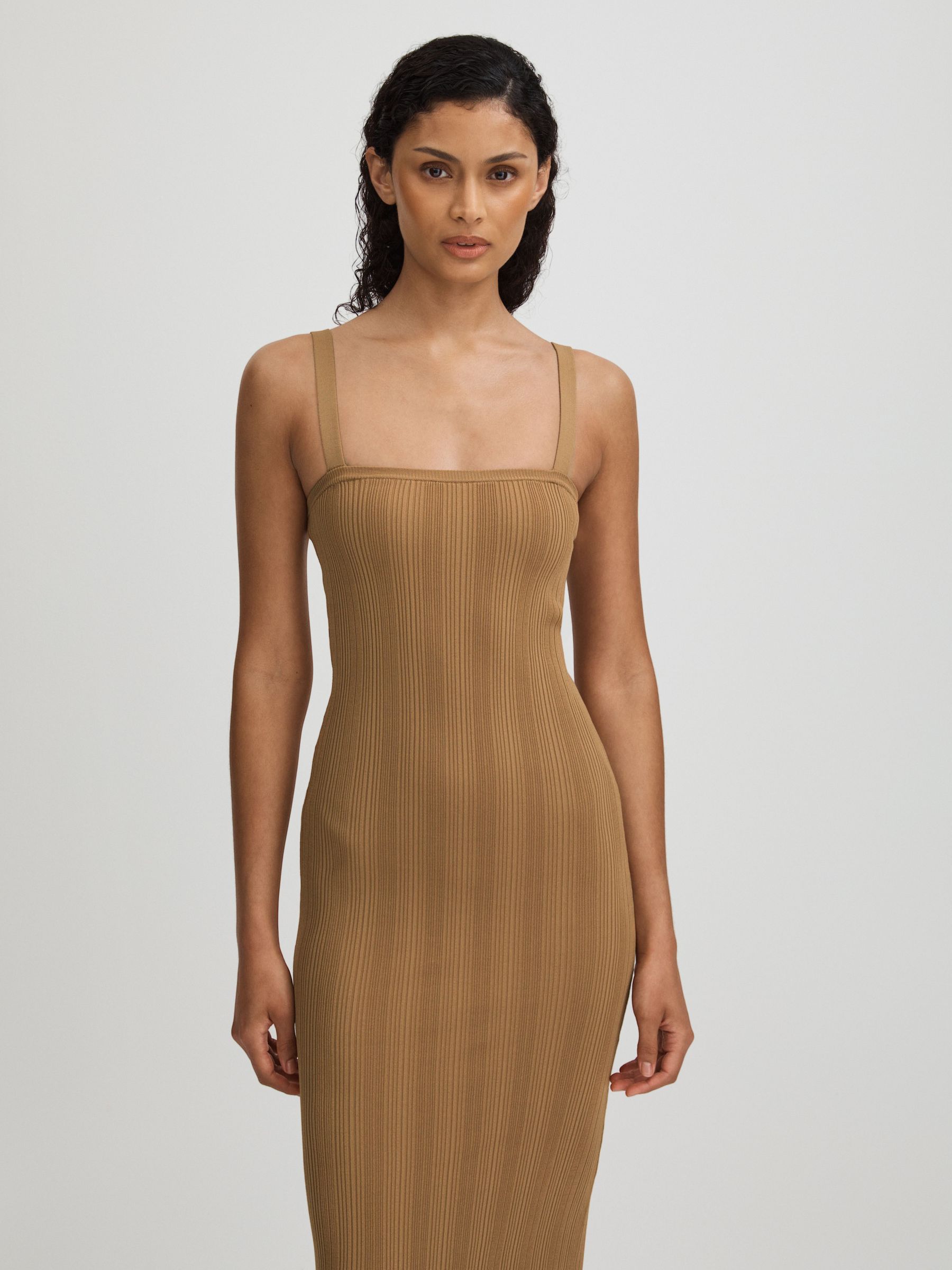 Good American Plisse Maxi Dress in Tan - Image 3 of 5