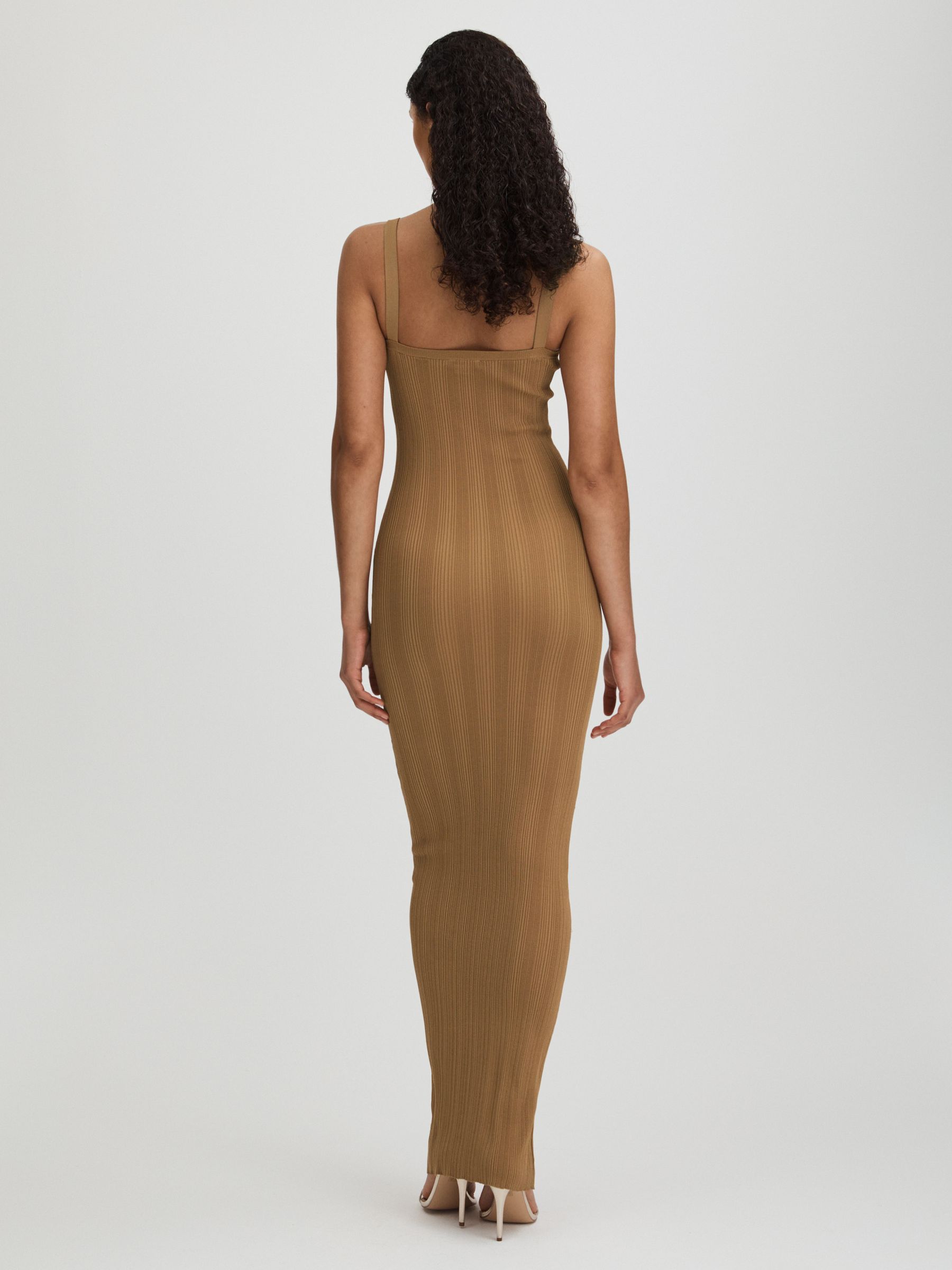 Good American Plisse Maxi Dress in Tan - Image 4 of 5