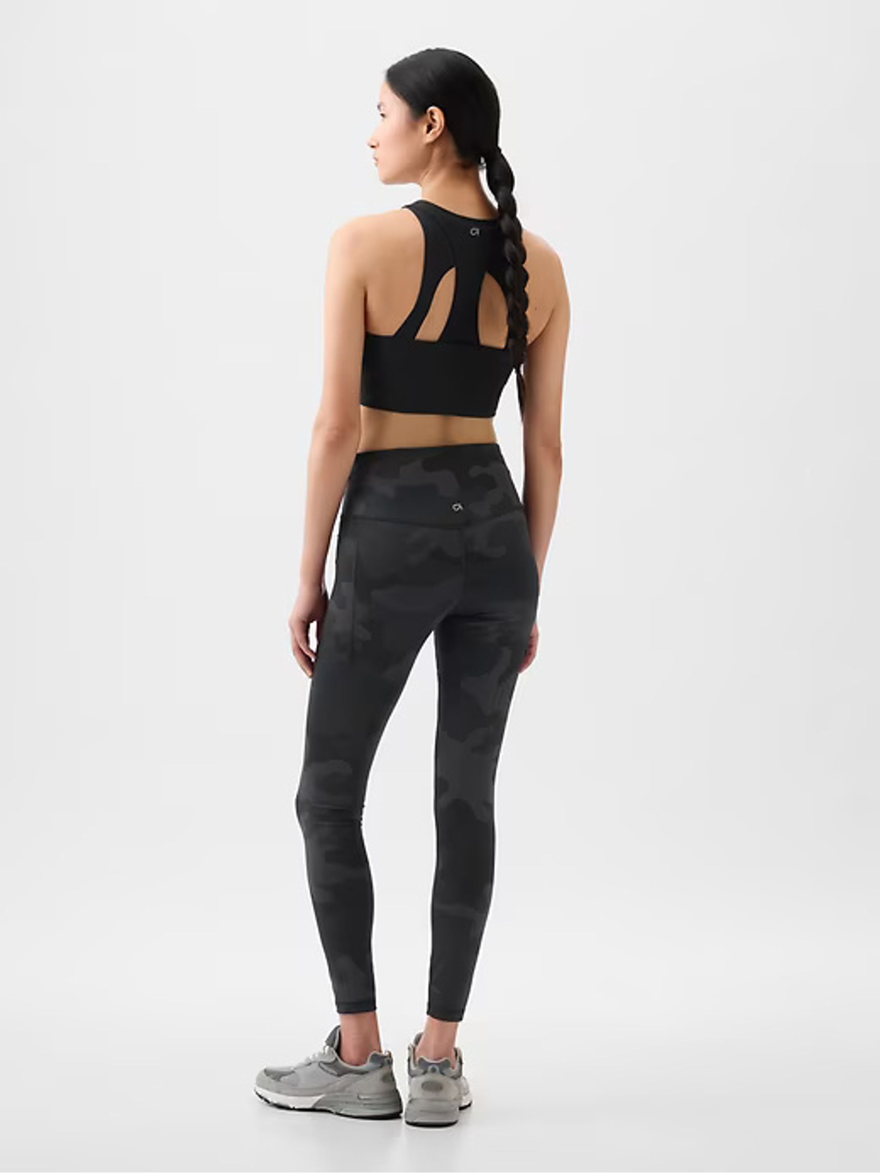 Black Camo High Waisted Power Stretch Full Length Pocket Leggings - Image 2 of 3