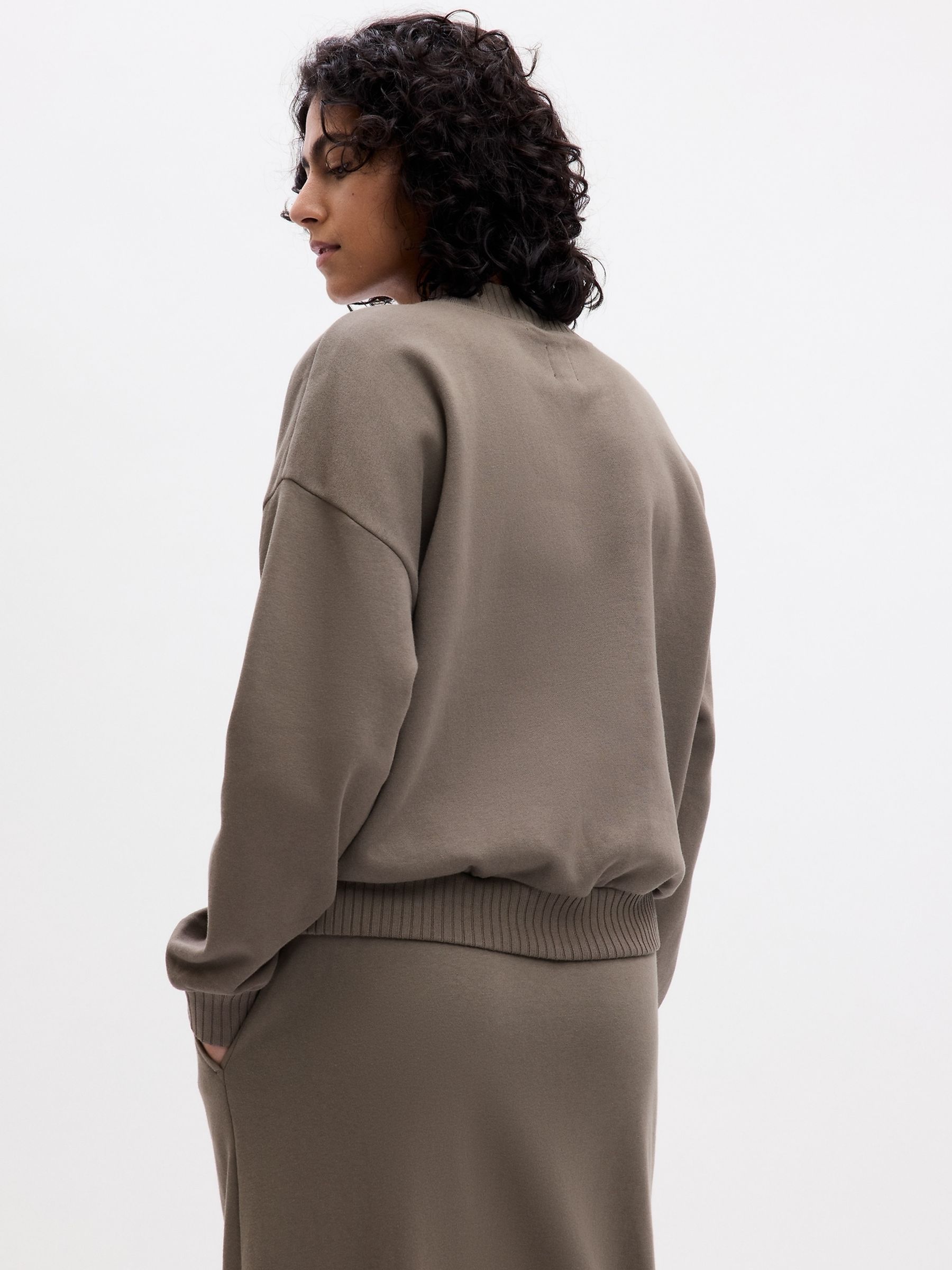 Taupe Brown Arch Logo High Neck Sweatshirt - Image 2 of 2