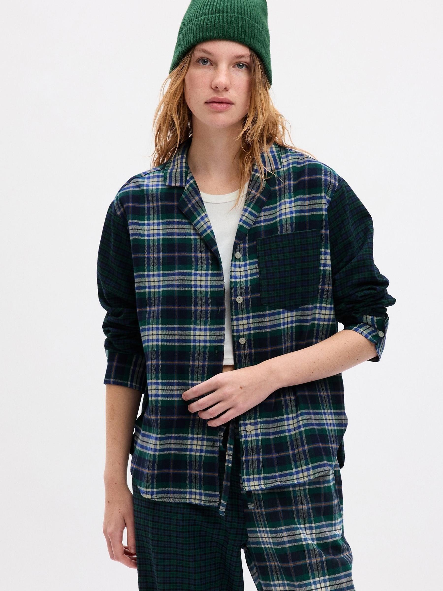 Green Flannel Check Pyjama Shirt & Bottoms - Image 1 of 4