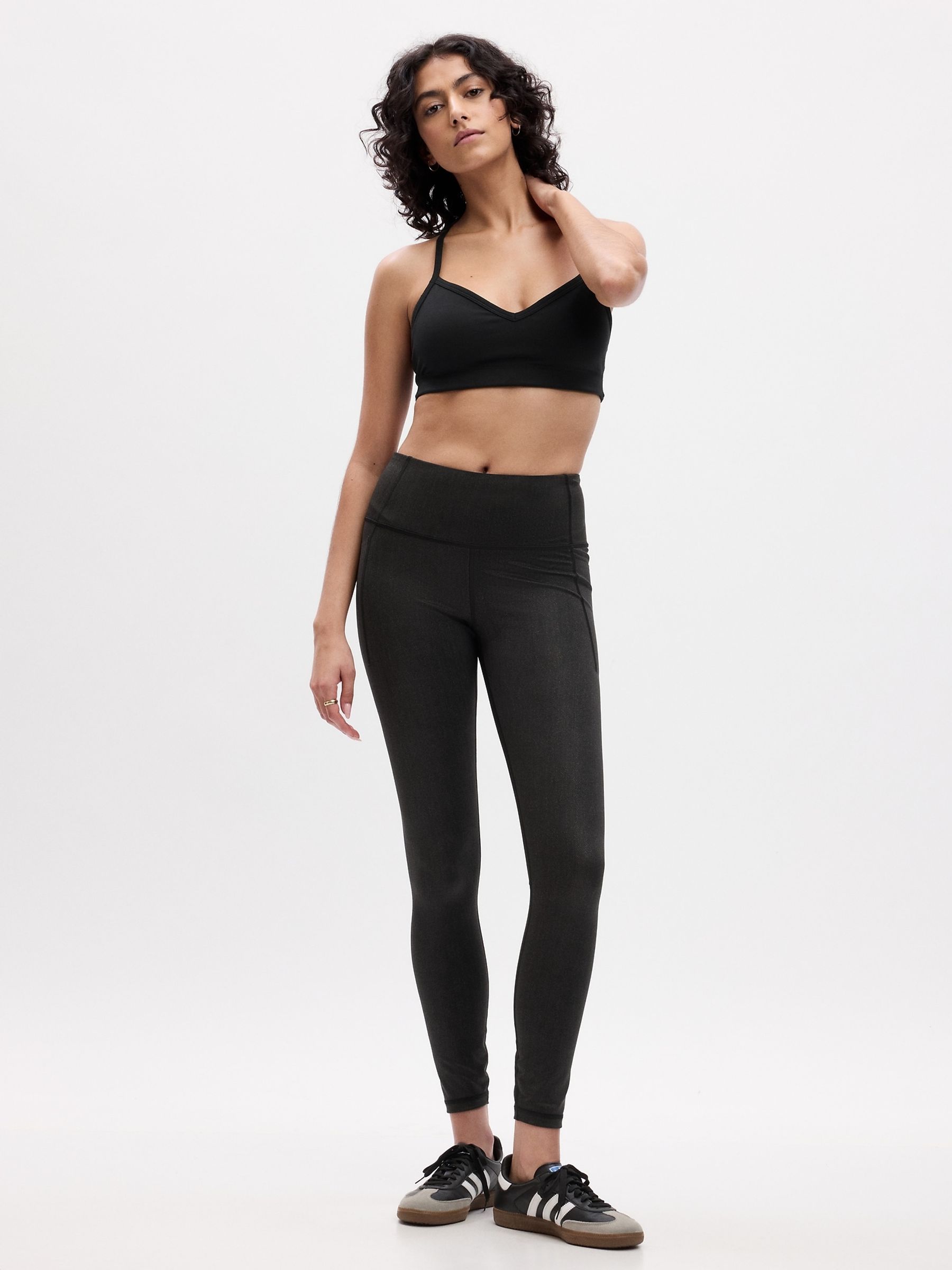 Black High Waisted Power Stretch Full Length Leggings - Image 1 of 2