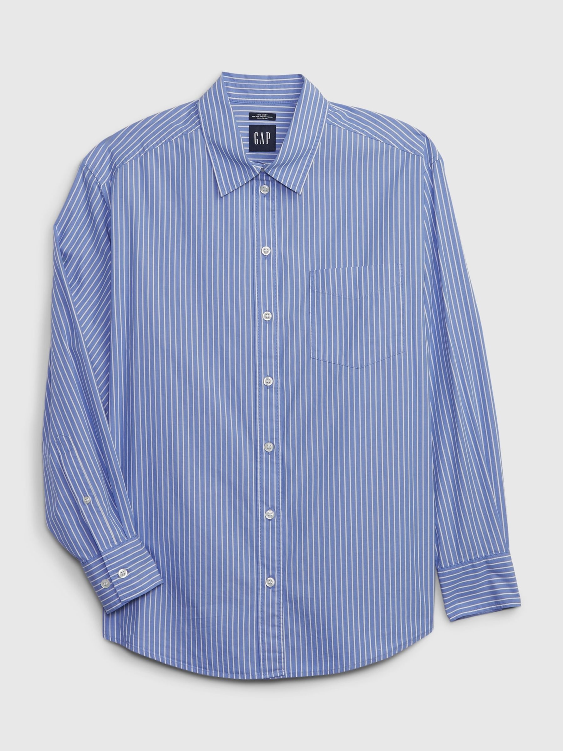 Blue Stripe Organic Cotton Oversized Long Sleeve Shirt - Image 4 of 4