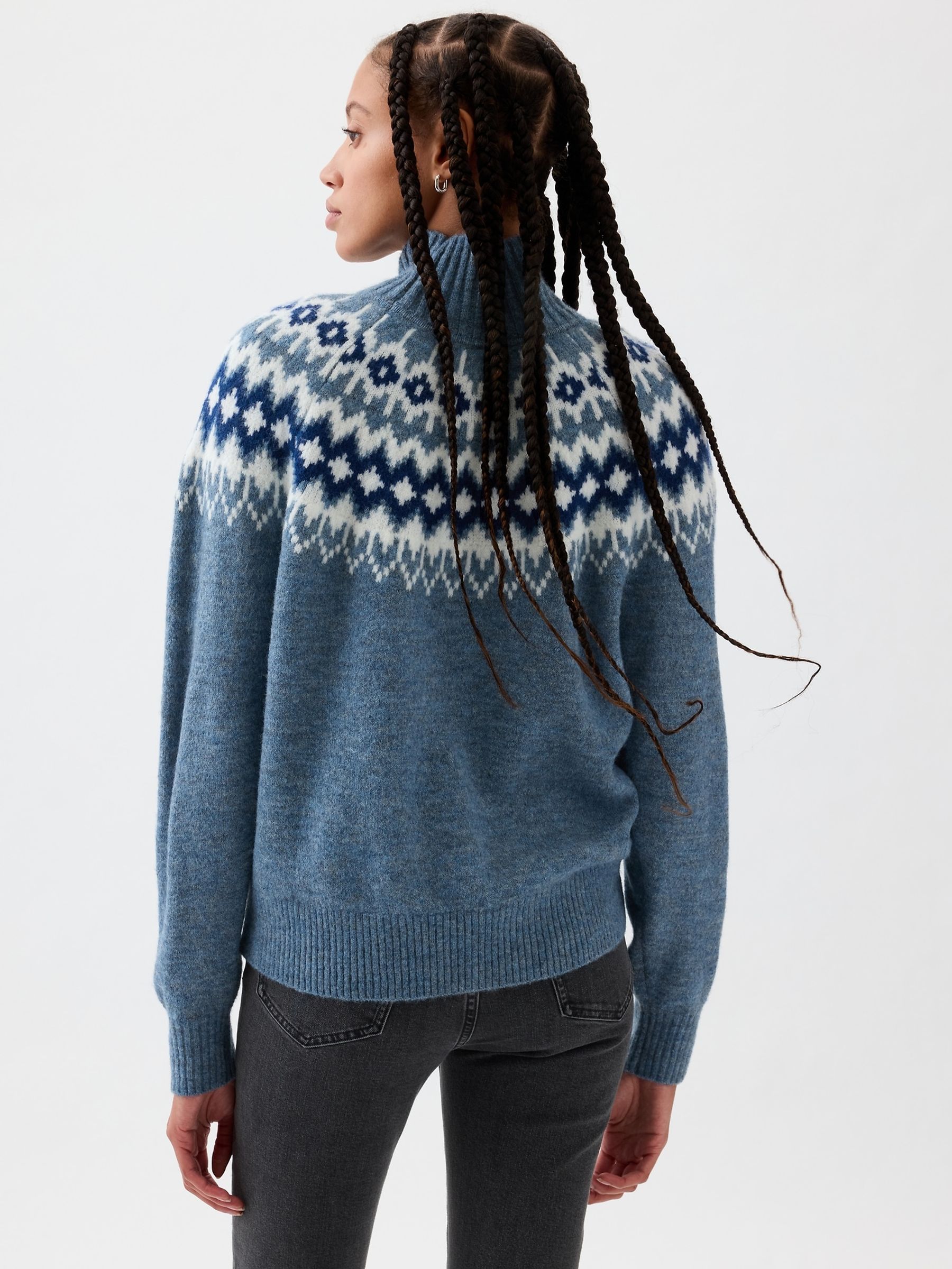 Blue Relaxed Forever Cosy Fair Isle Turtle Neck Jumper - Image 2 of 2