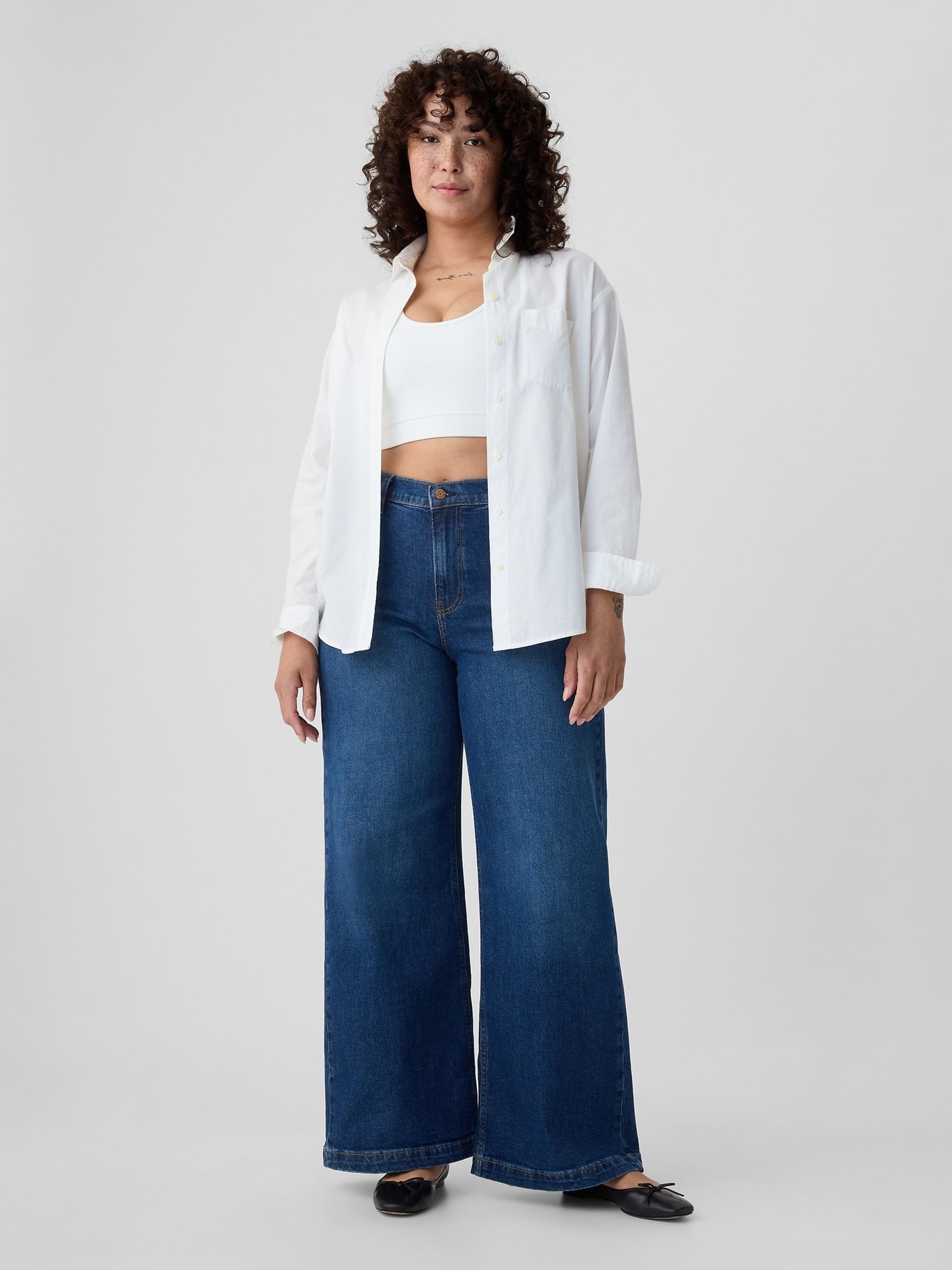 Dark Wash Blue High Waisted Stride Wide-Leg Jeans - Image 7 of 10