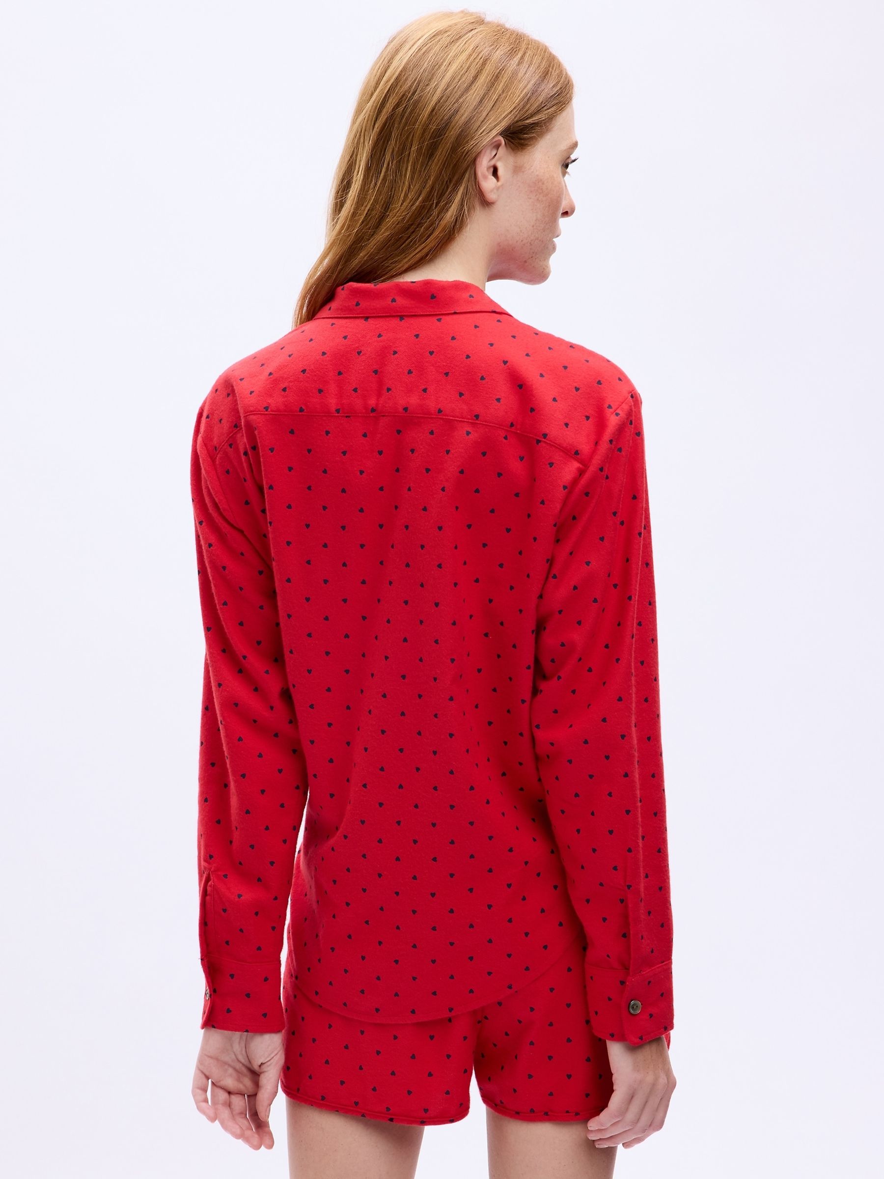 Red Relaxed Flannel Long Sleeve Pyjama Shirt - Image 2 of 4