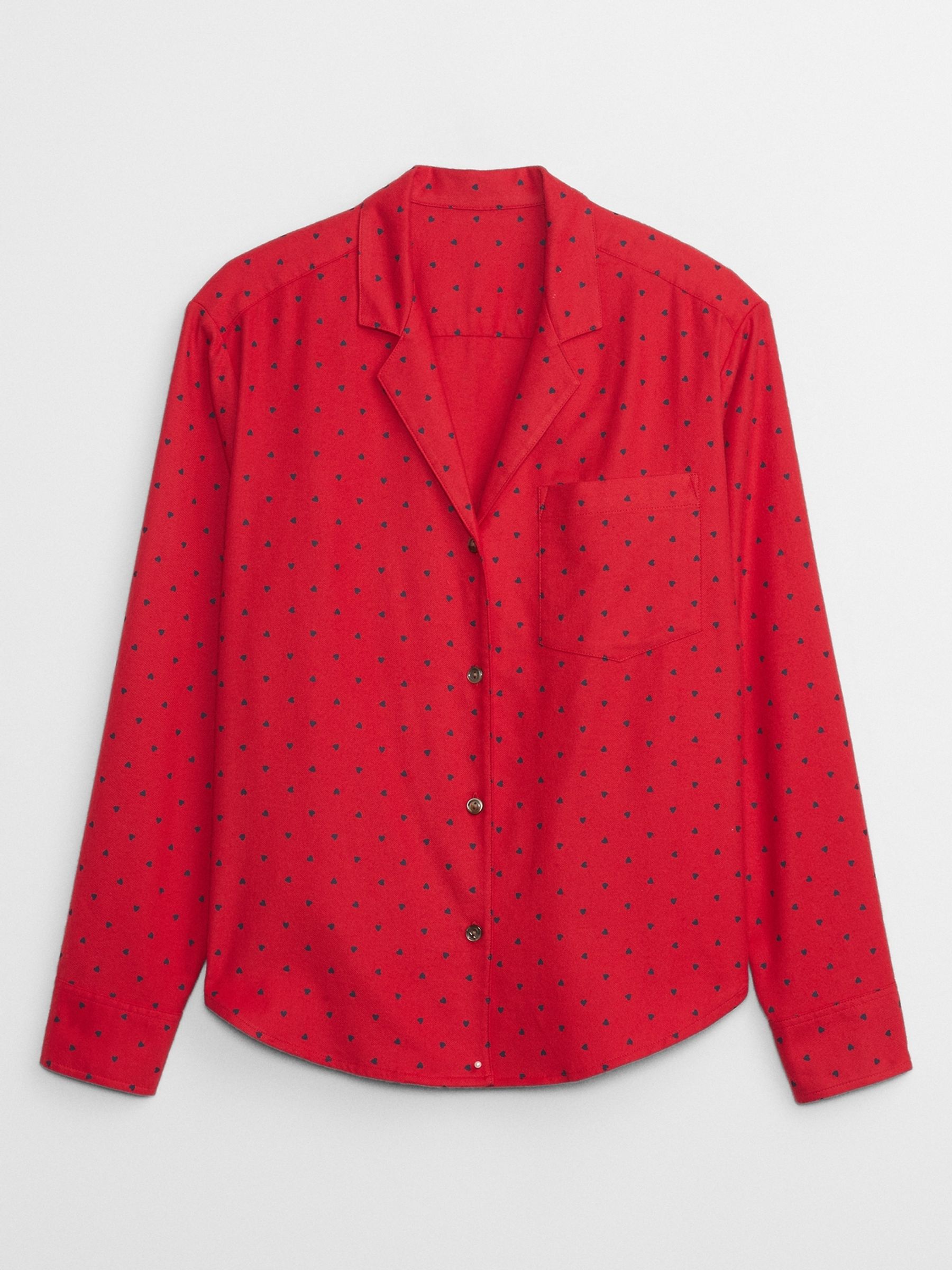 Red Relaxed Flannel Long Sleeve Pyjama Shirt - Image 3 of 4