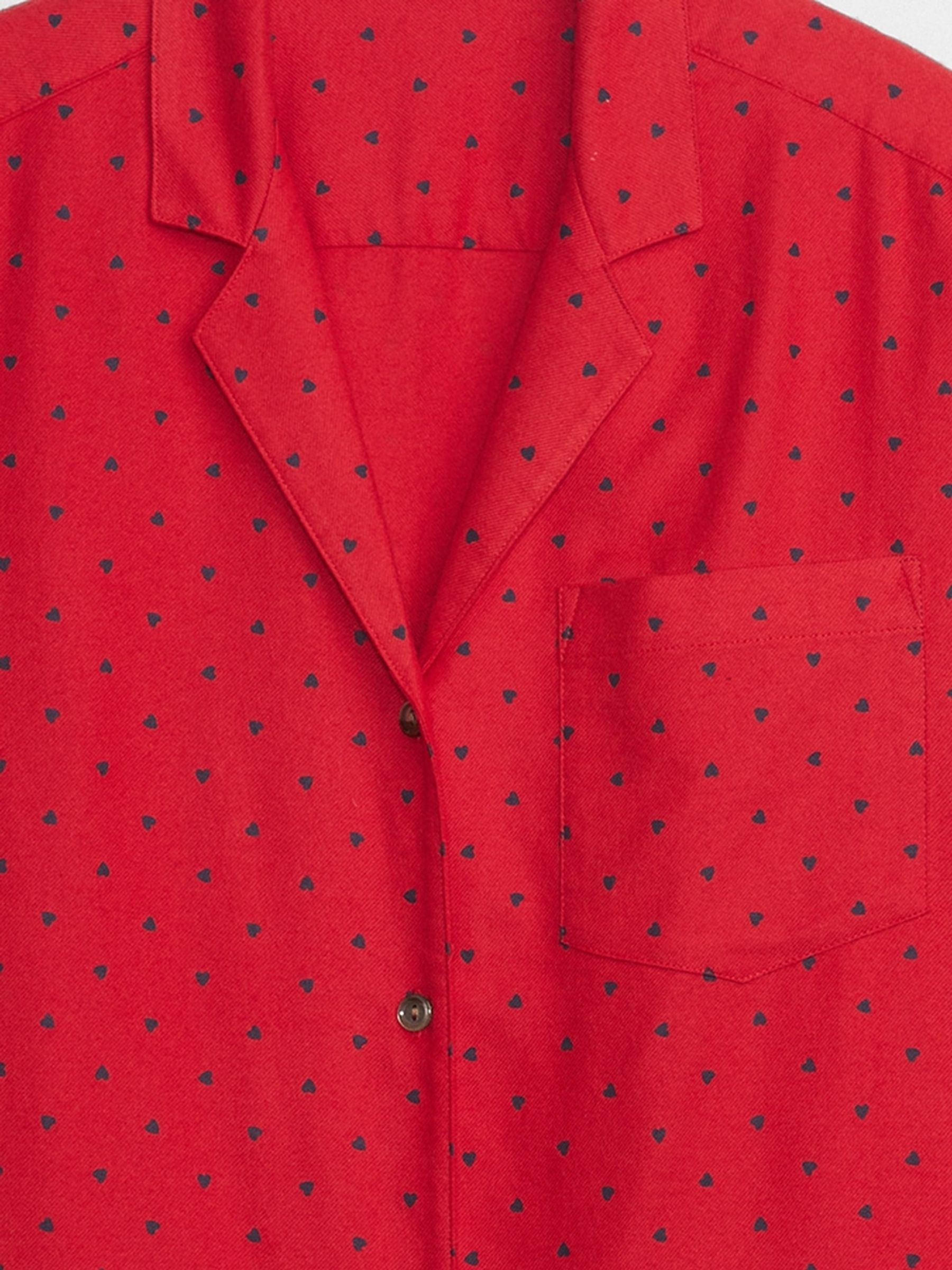 Red Relaxed Flannel Long Sleeve Pyjama Shirt - Image 4 of 4