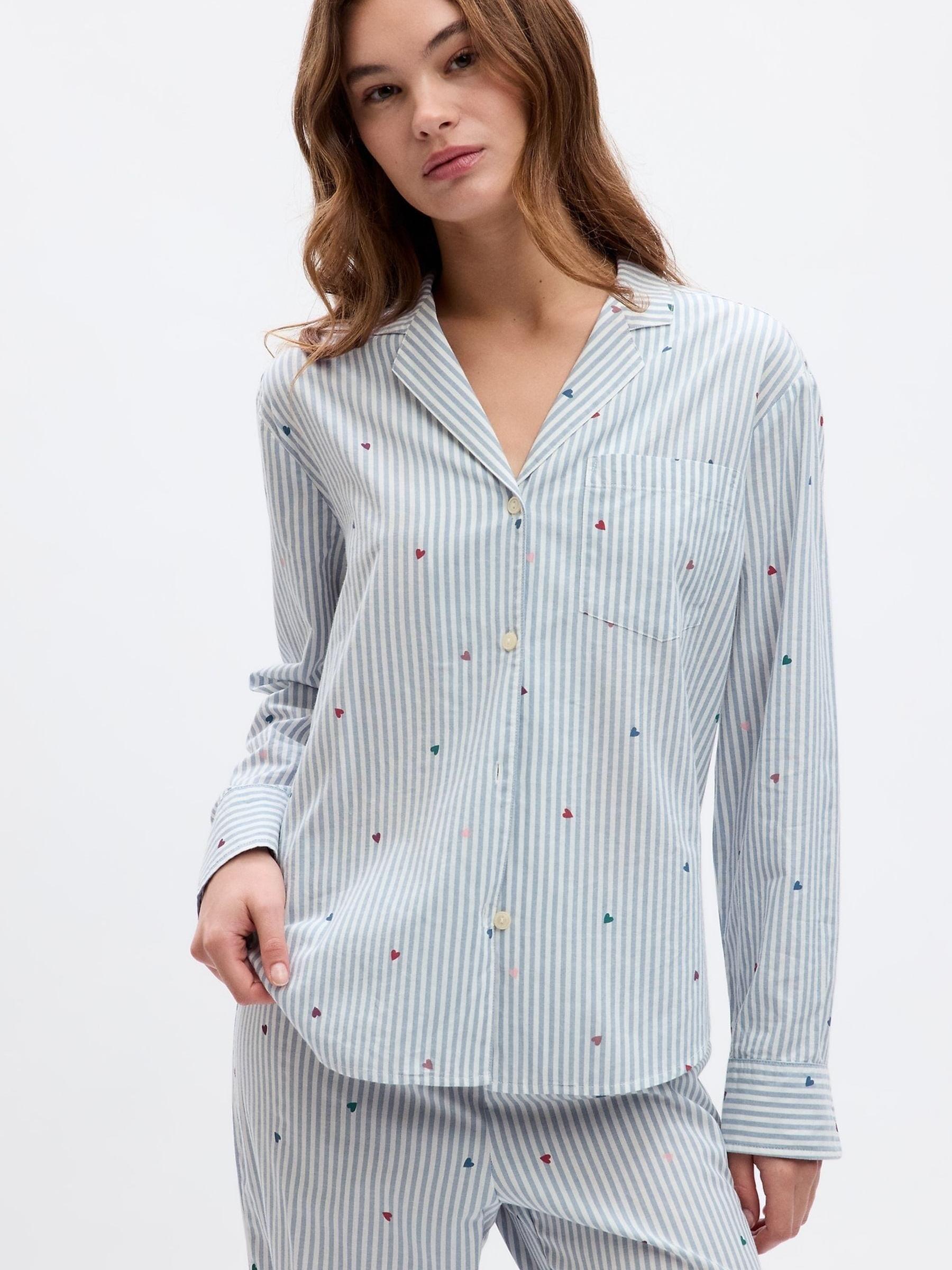 Blue Stripe Relaxed Poplin Pyjama Top - Image 1 of 4